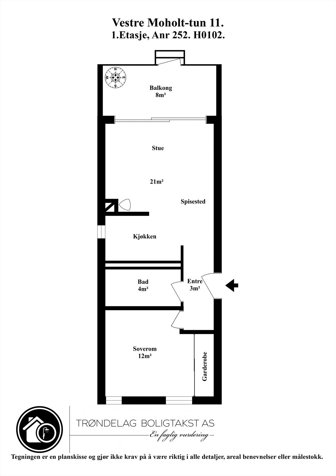 Planskisse for leiligheten i 1. etasje. Galleribilde