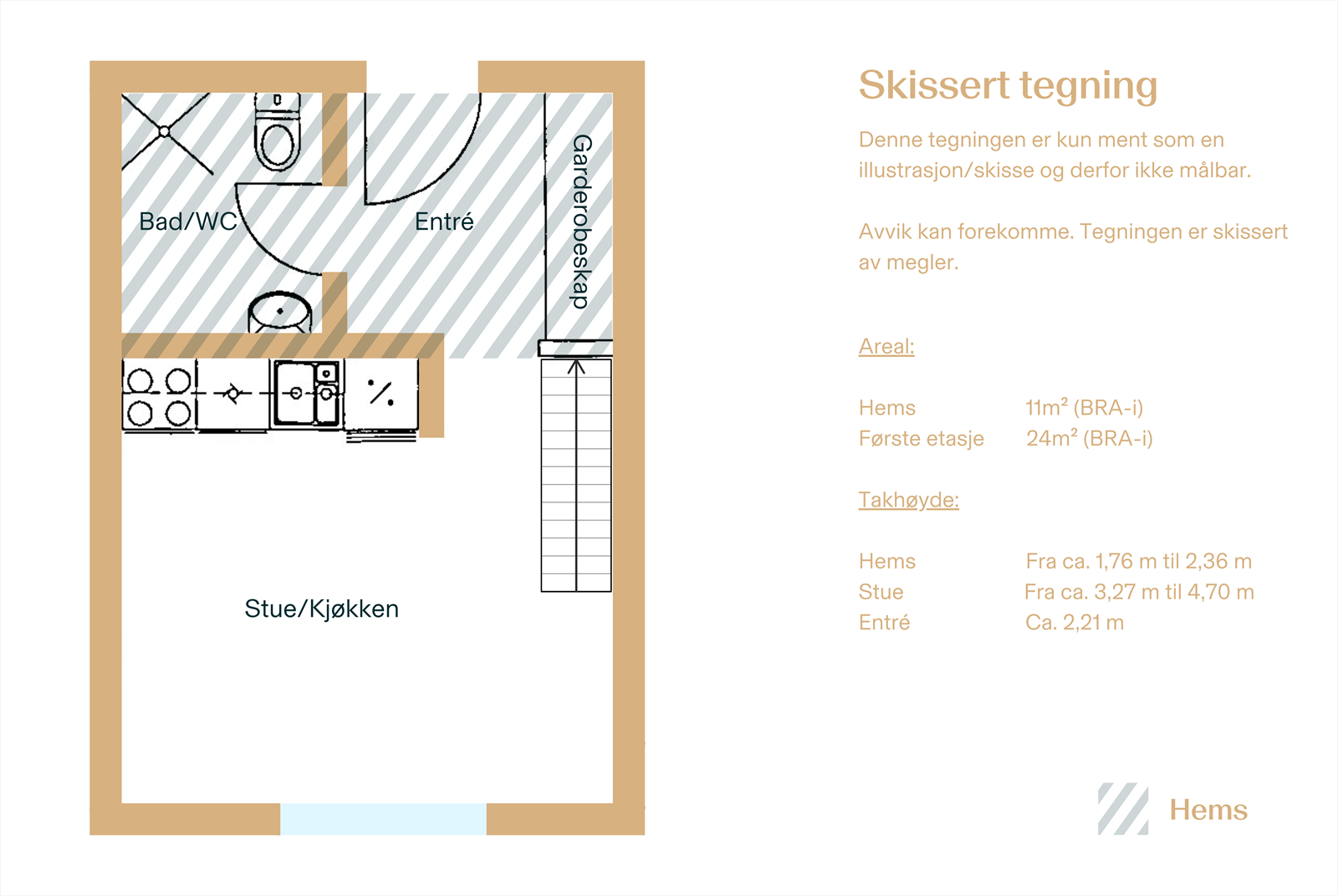 Skissert plantegning av megler. Galleribilde