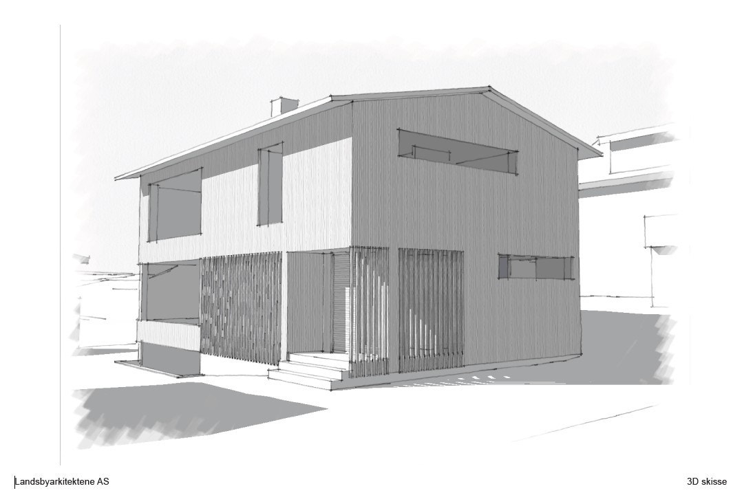 Det er gitt rammetillatelse for enebolig på 3 plan med carport (3D-skisse avviker fra endelig godkjenning) Galleribilde