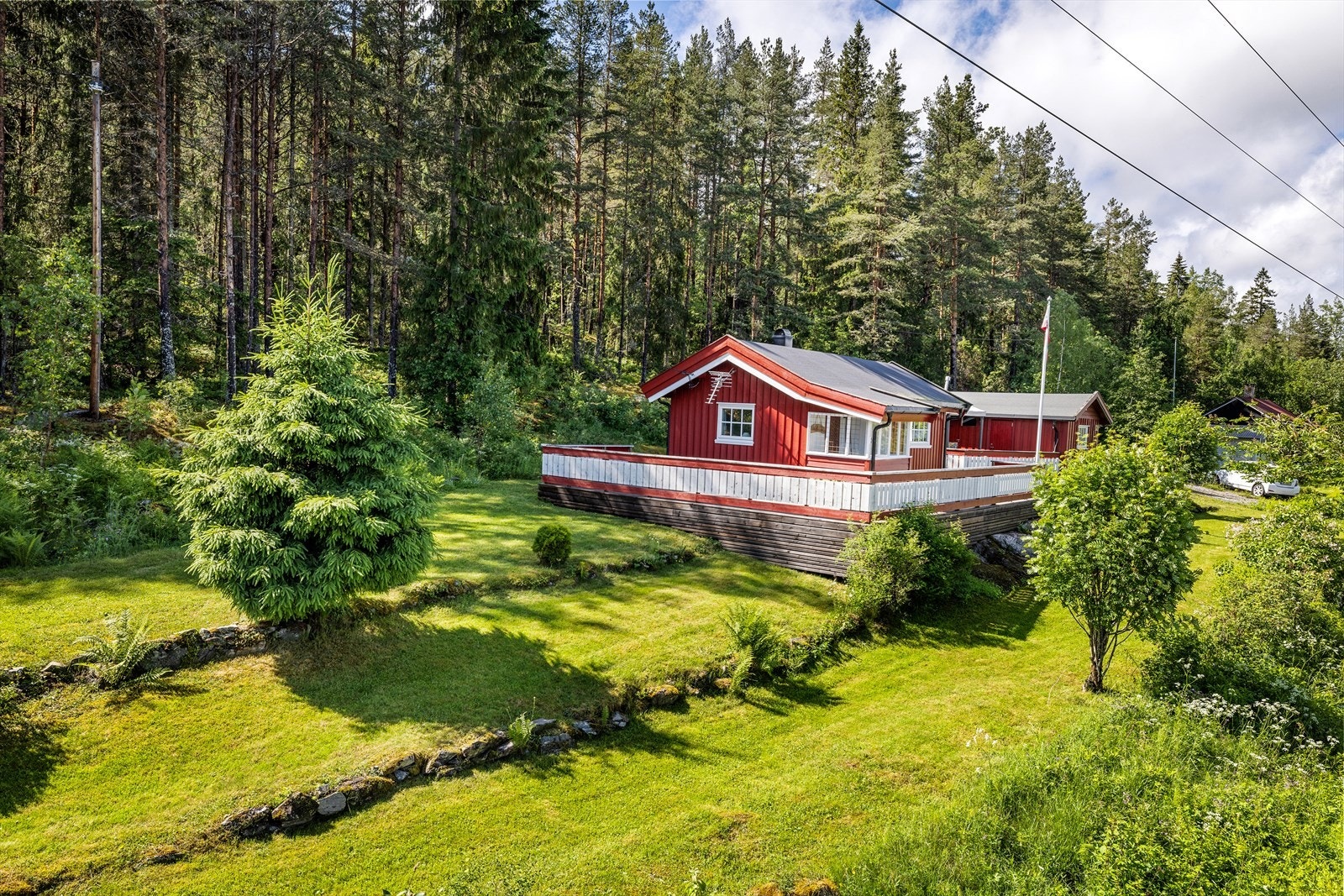 Tomten er rett i underkant av 700 kvm og består av plener og beplantninger. Galleribilde