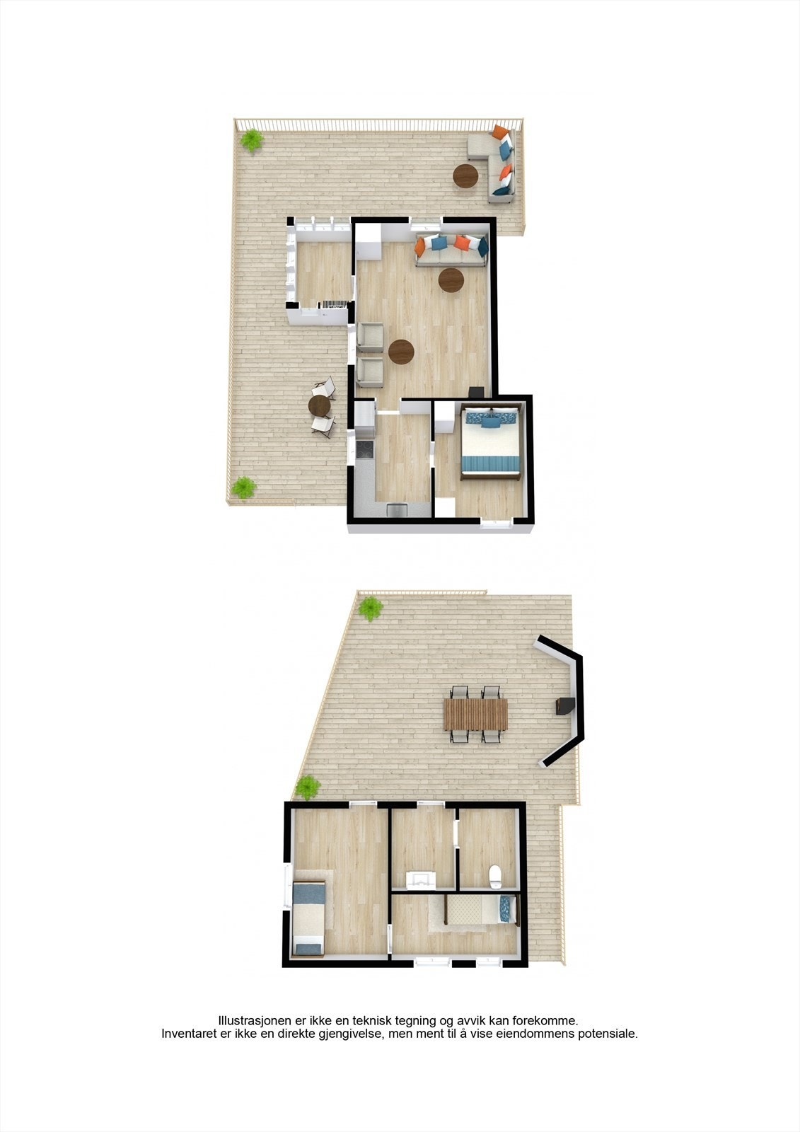 Planskisse fra hytte og uthus. Rommene i uthuset er boder og ikke godkjente soverom. Galleribilde