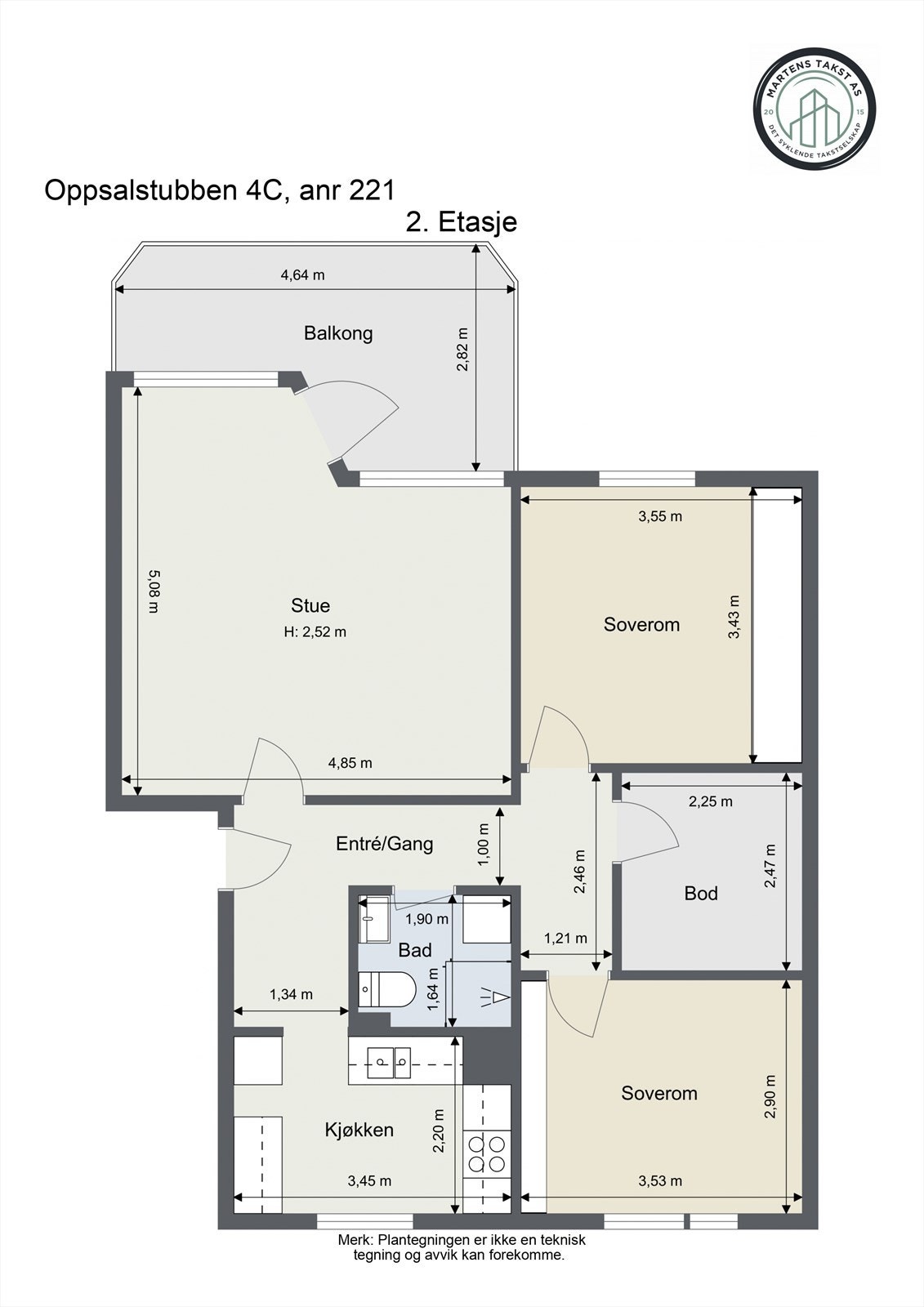 Leiligheten inneholder: Entré/gang, bad, adskilt kjøkken, stue og 2 soverom. I tillegg disponerer leiligheten en kjellerbod. Galleribilde