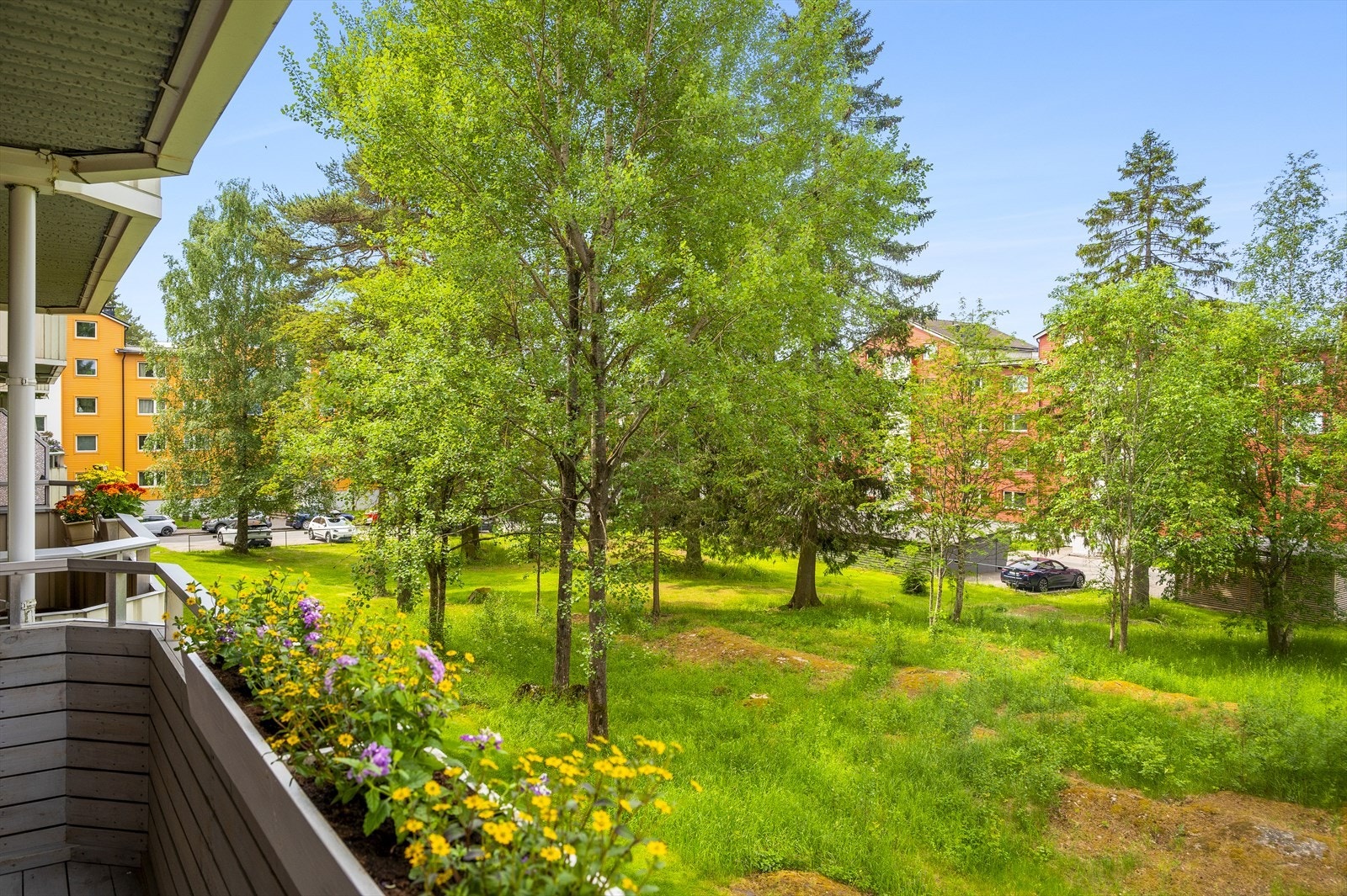 Hyggelig utsyn mot grønne fellearealer. Galleribilde