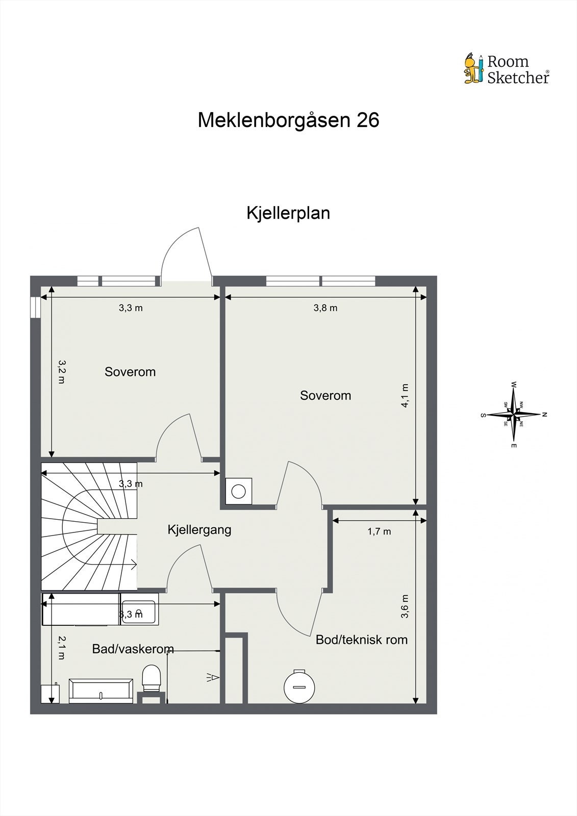 Meklenborgåsen 26 - 2D Plantegning (U.etasje) Galleribilde