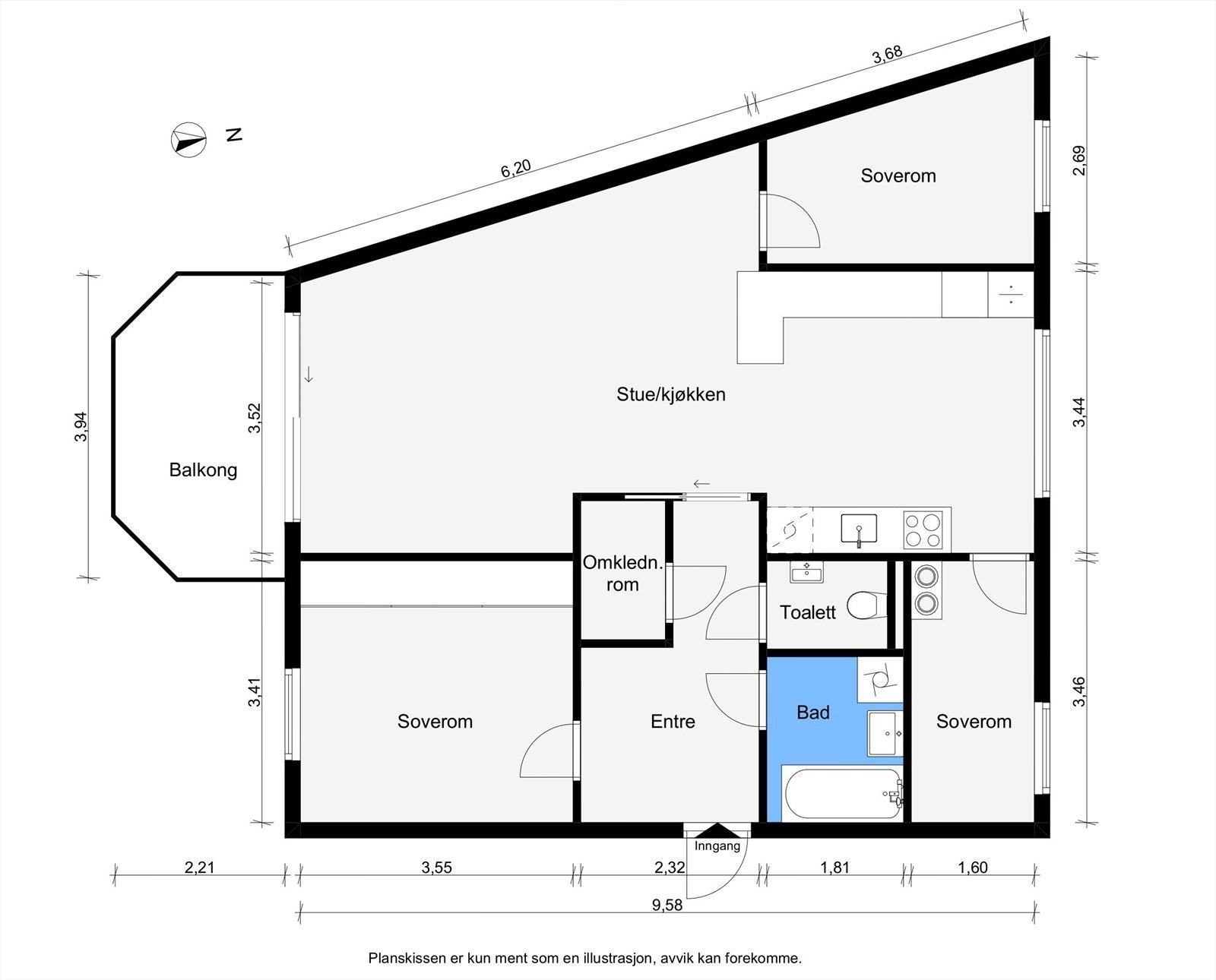 Meget god arealutnyttelse med gjennomgående planløsning. Galleribilde
