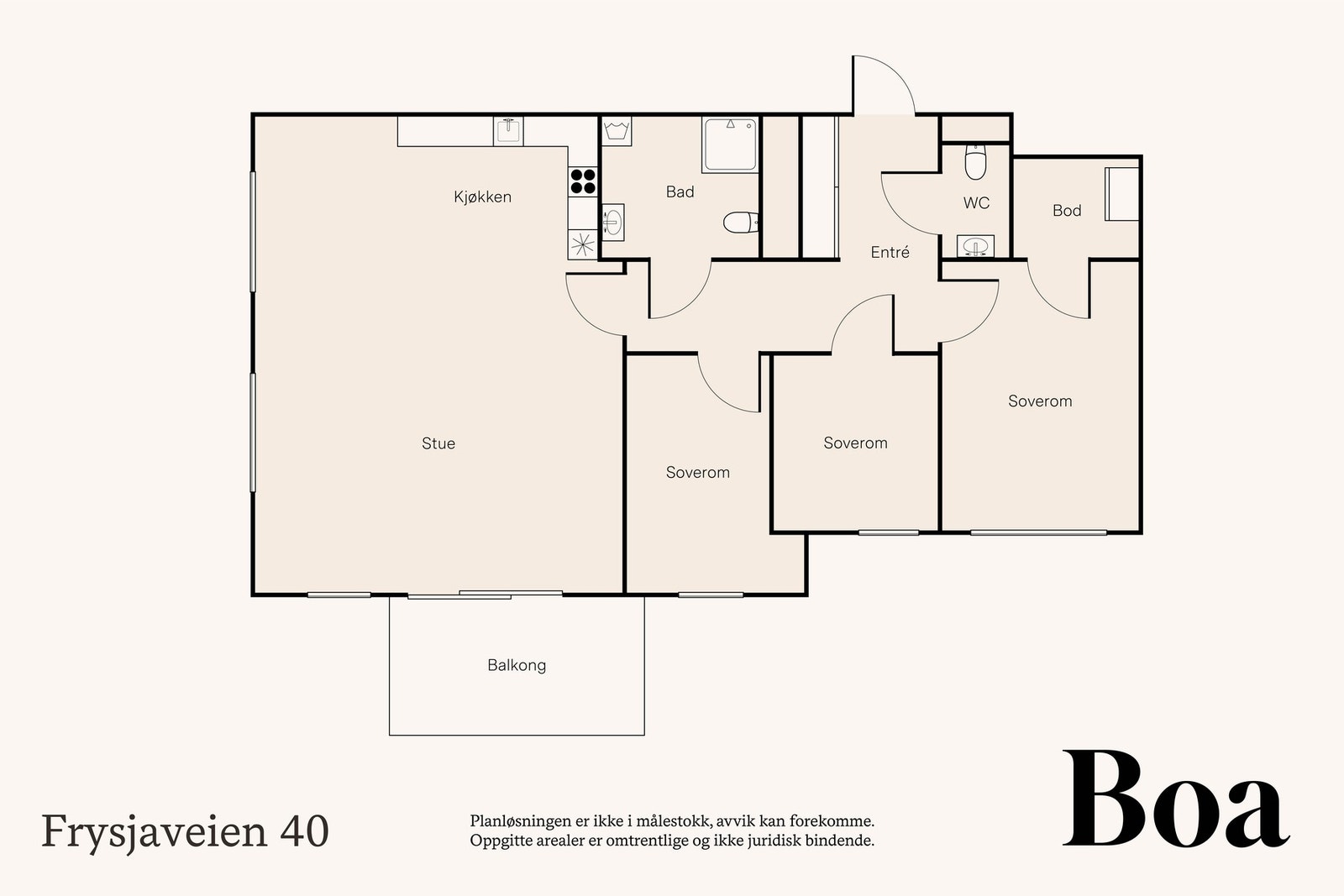 4. etasje: Stue/kjøkken, tre soverom, bad, toalett og entré. Balkong. Bod og garasjeplass med el-lader. Galleribilde