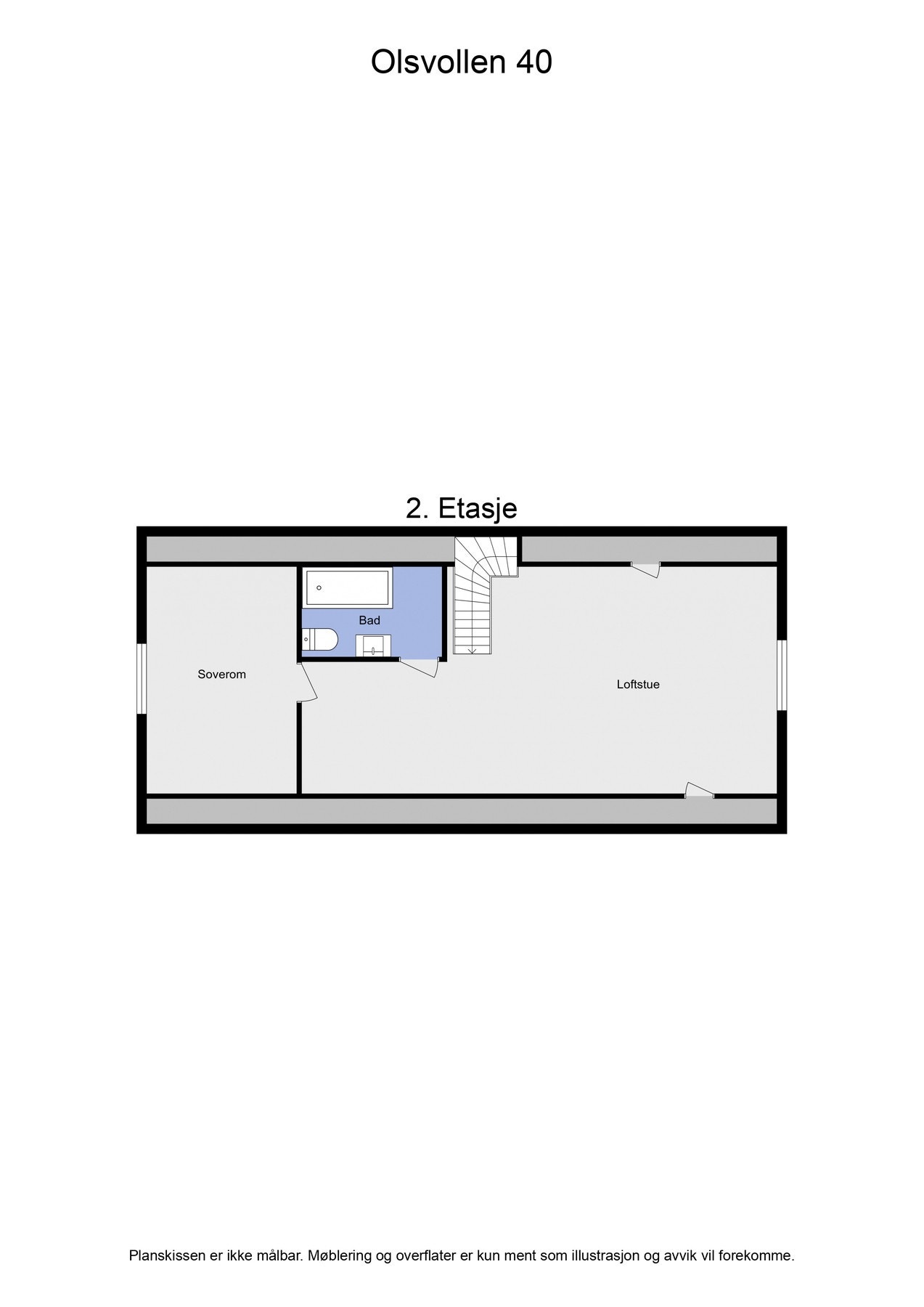 Plantegning for loft (2D). Galleribilde
