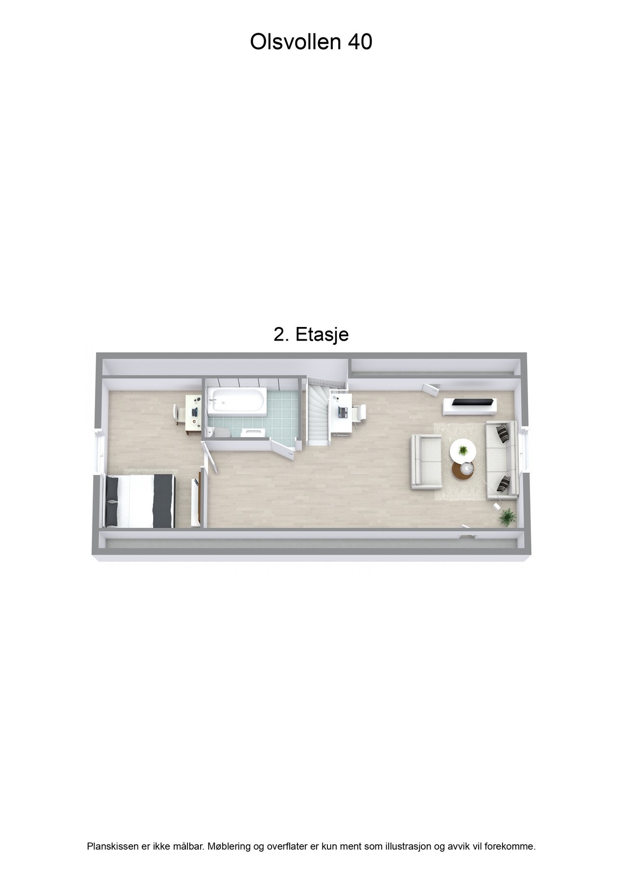 Plantegning for loft (3D). Galleribilde