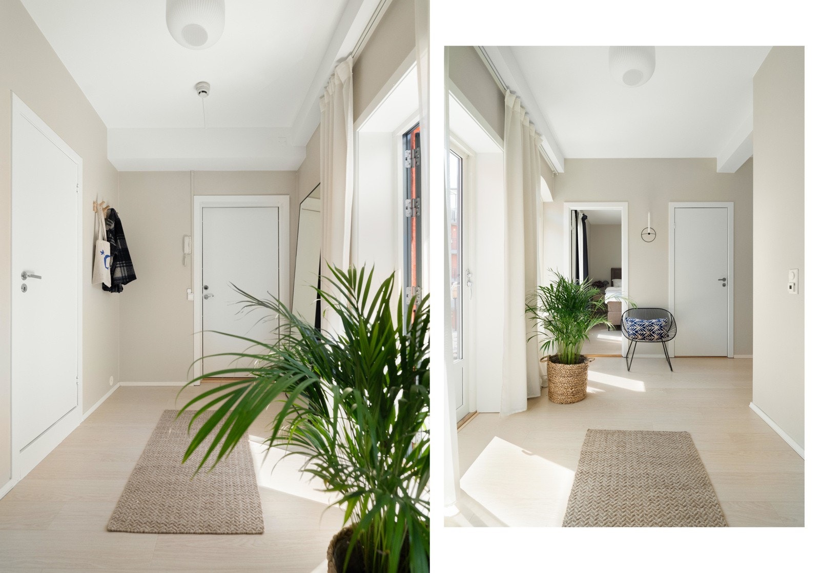 Entreen er, som tidligere nevnt, både stor, innbydende og lys. Det er bra med plass til oppheng av yttertøy og lagring av sko. I tillegg disponerer boligen en bod på ca. 4 kvm i samme etasje. Galleribilde