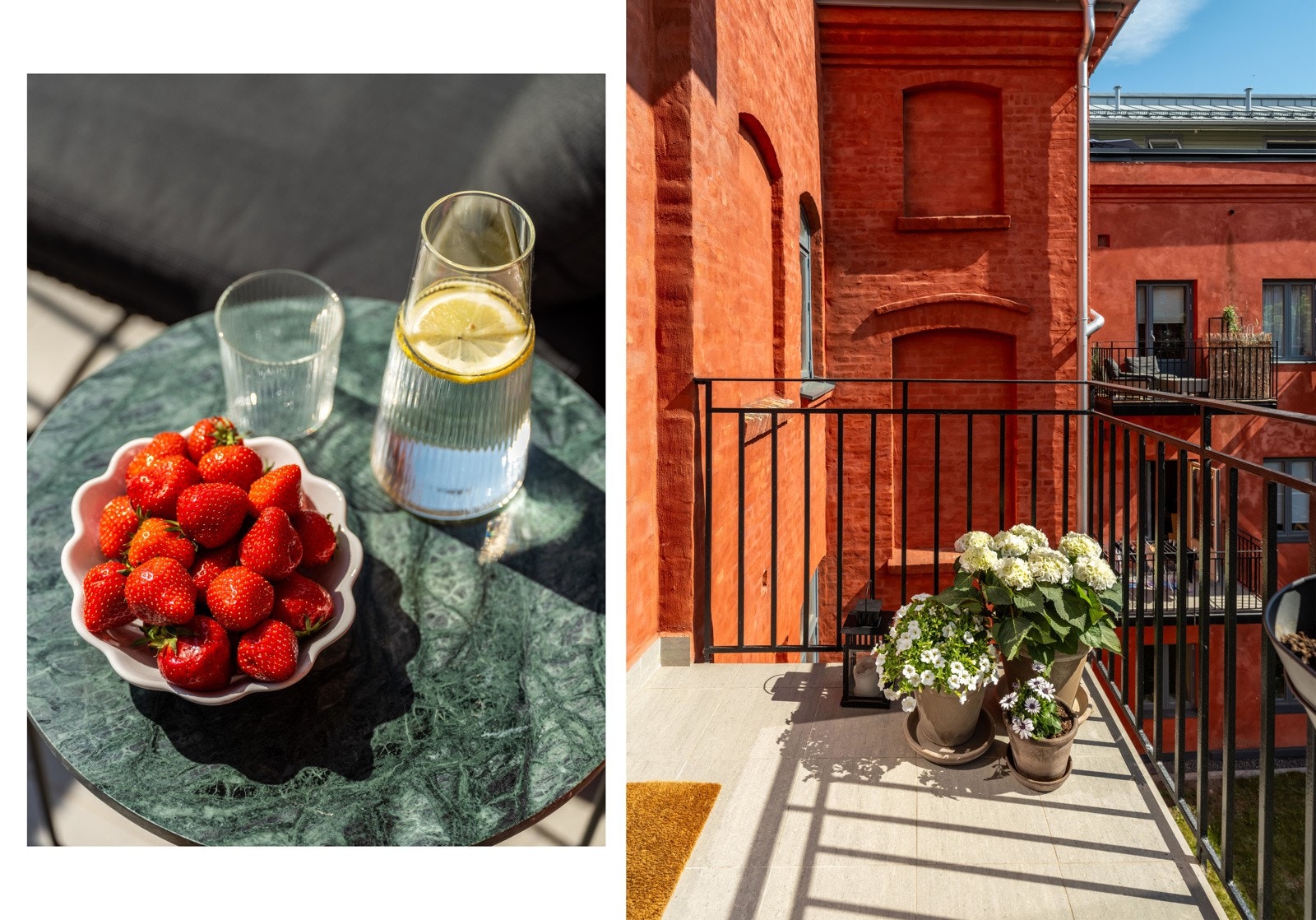 Balkongen er hyppig brukt og er en herlig forlengelse av leiligheten på sommeren. Den røde fabrikkfasaden har også frekventert diverse sosiale medier blant venner, om det skulle være interessant. Galleribilde