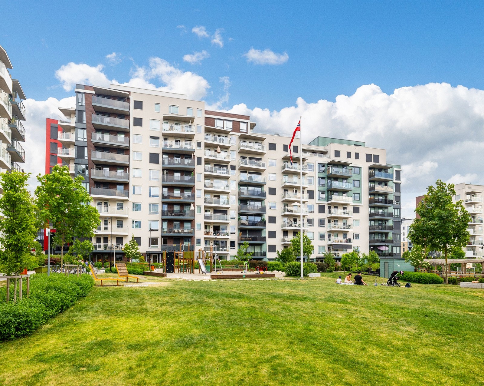 Bygget er nytt i 2020 og leiligheten har en nydelig beliggenhet i populære Gartnerkvartalet på Løren Galleribilde