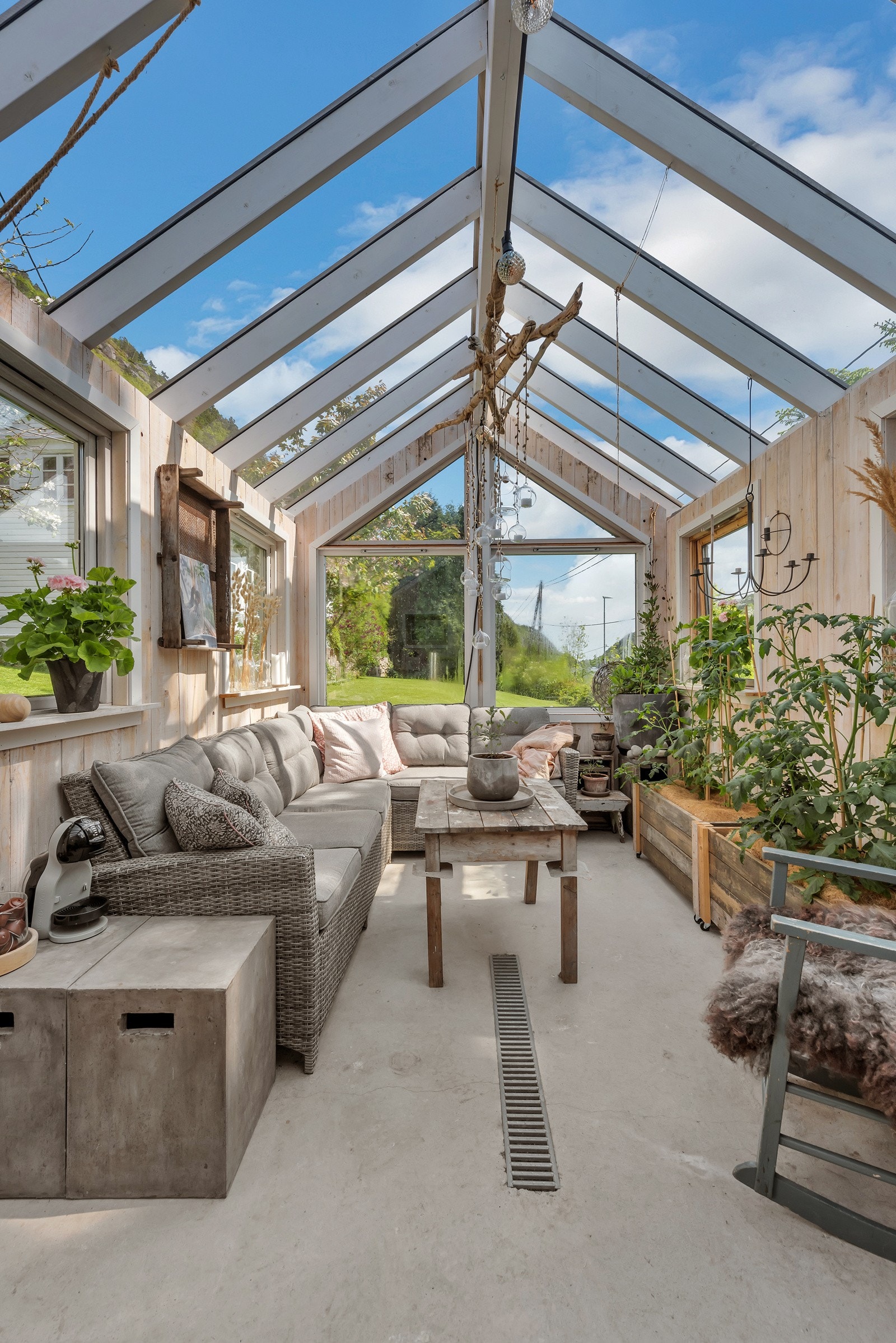 Taket i glass gir gode vekstvilkår for planter. Galleribilde