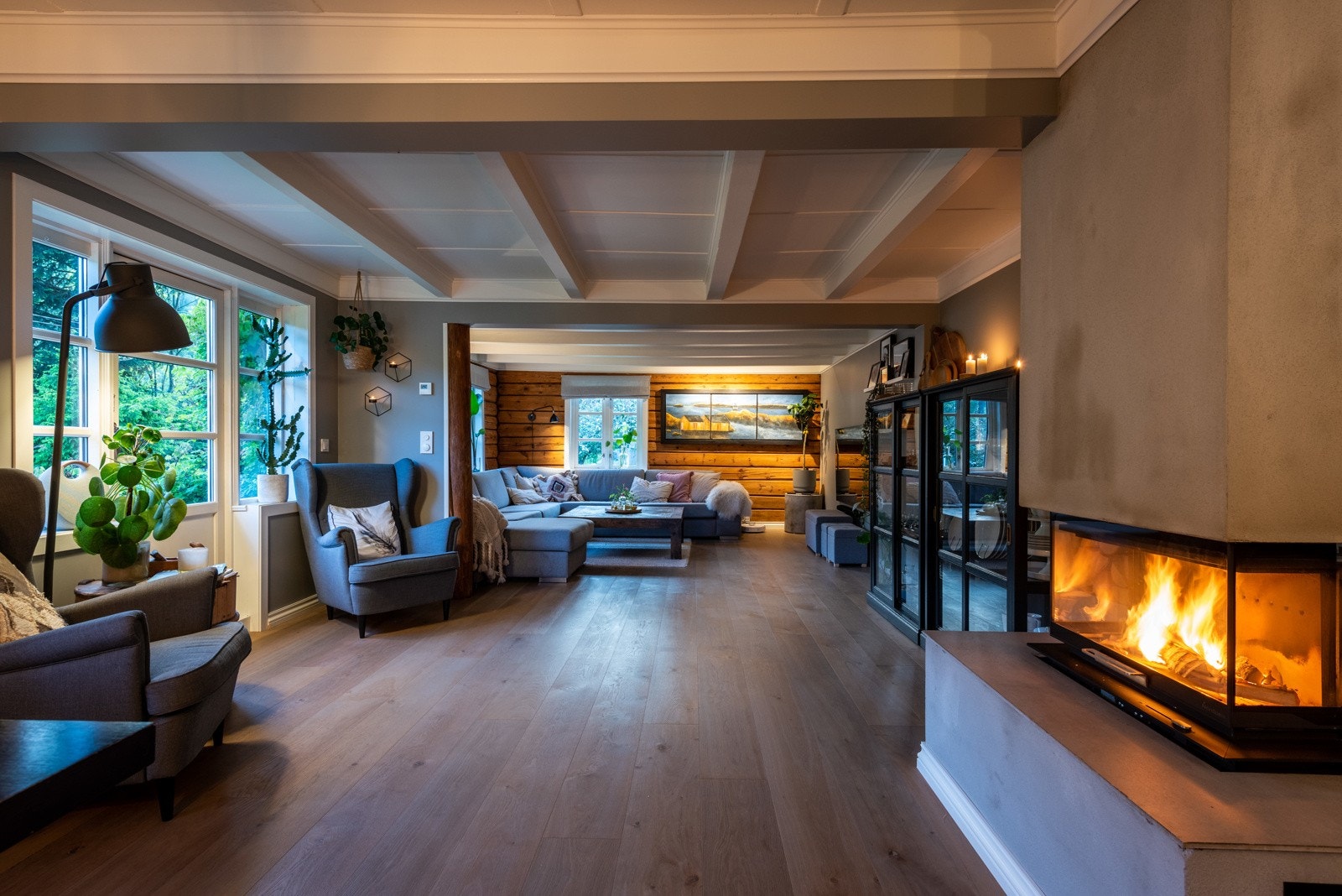 Flammebildet er synlig fra hele rommet. Galleribilde