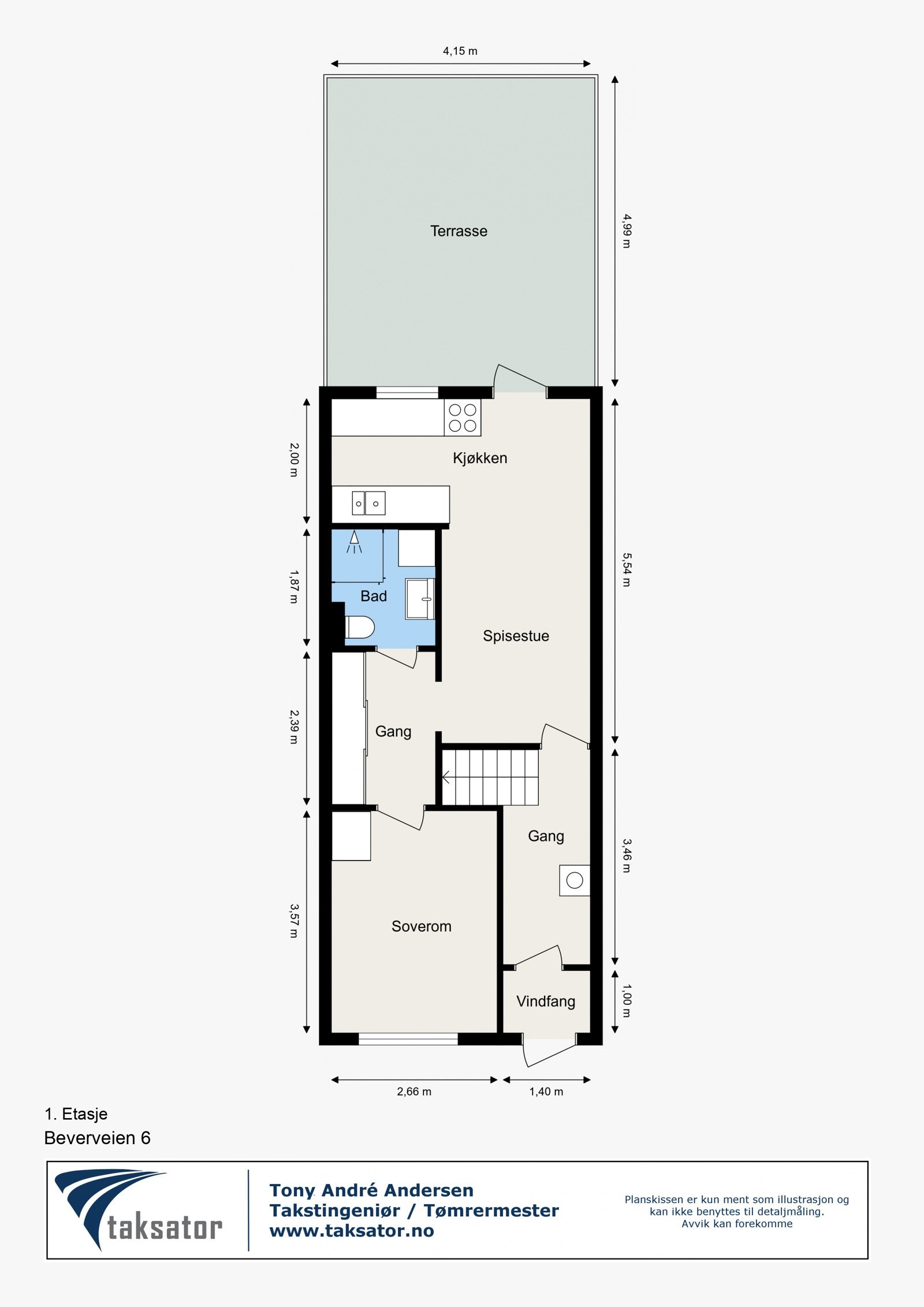 Floorplan letterhead - Beverveien 6 - 1. Etasje - 2D Floor Plan Galleribilde