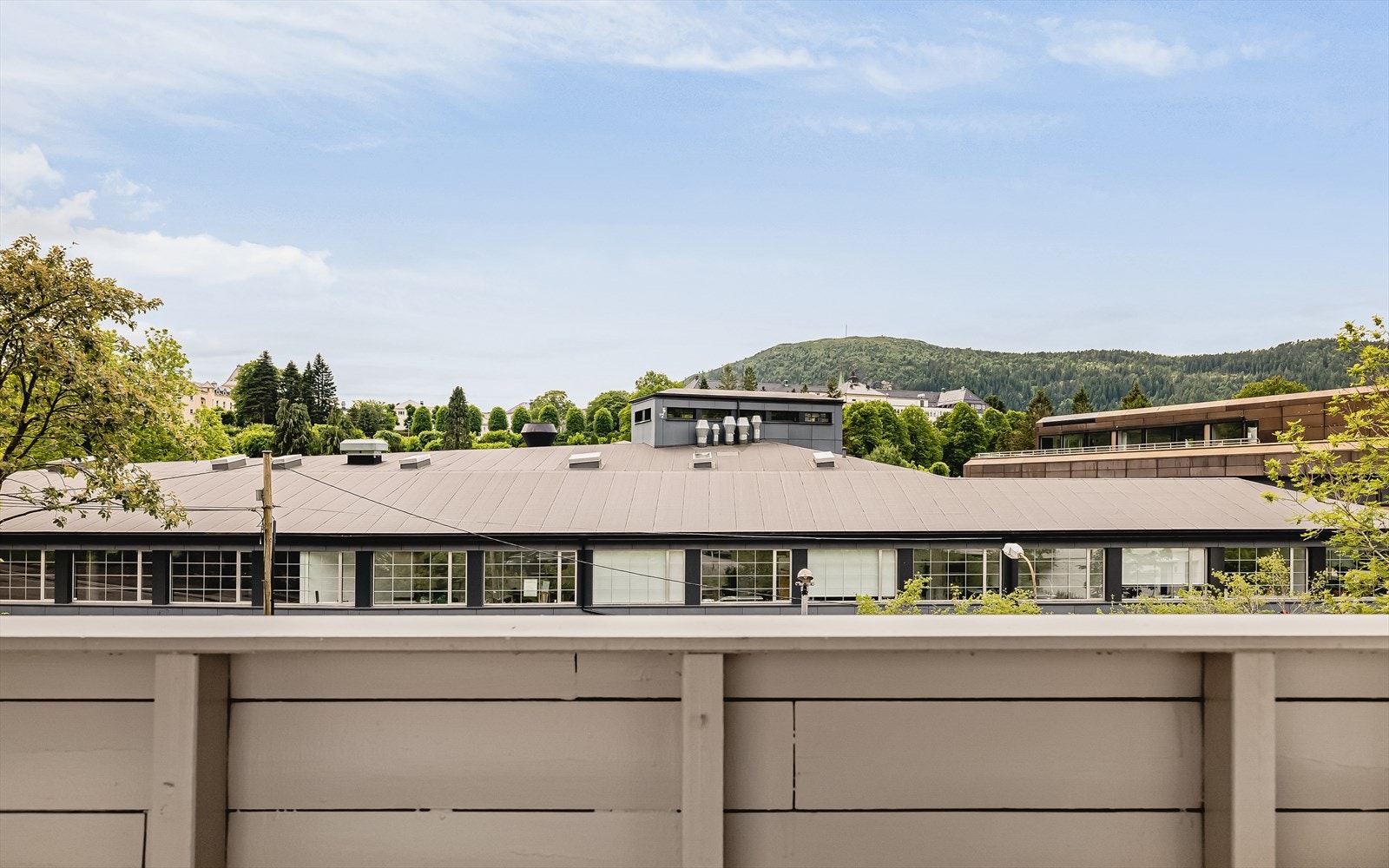 Fra stue og balkong er det utsikt mot Løvstakken. Galleribilde