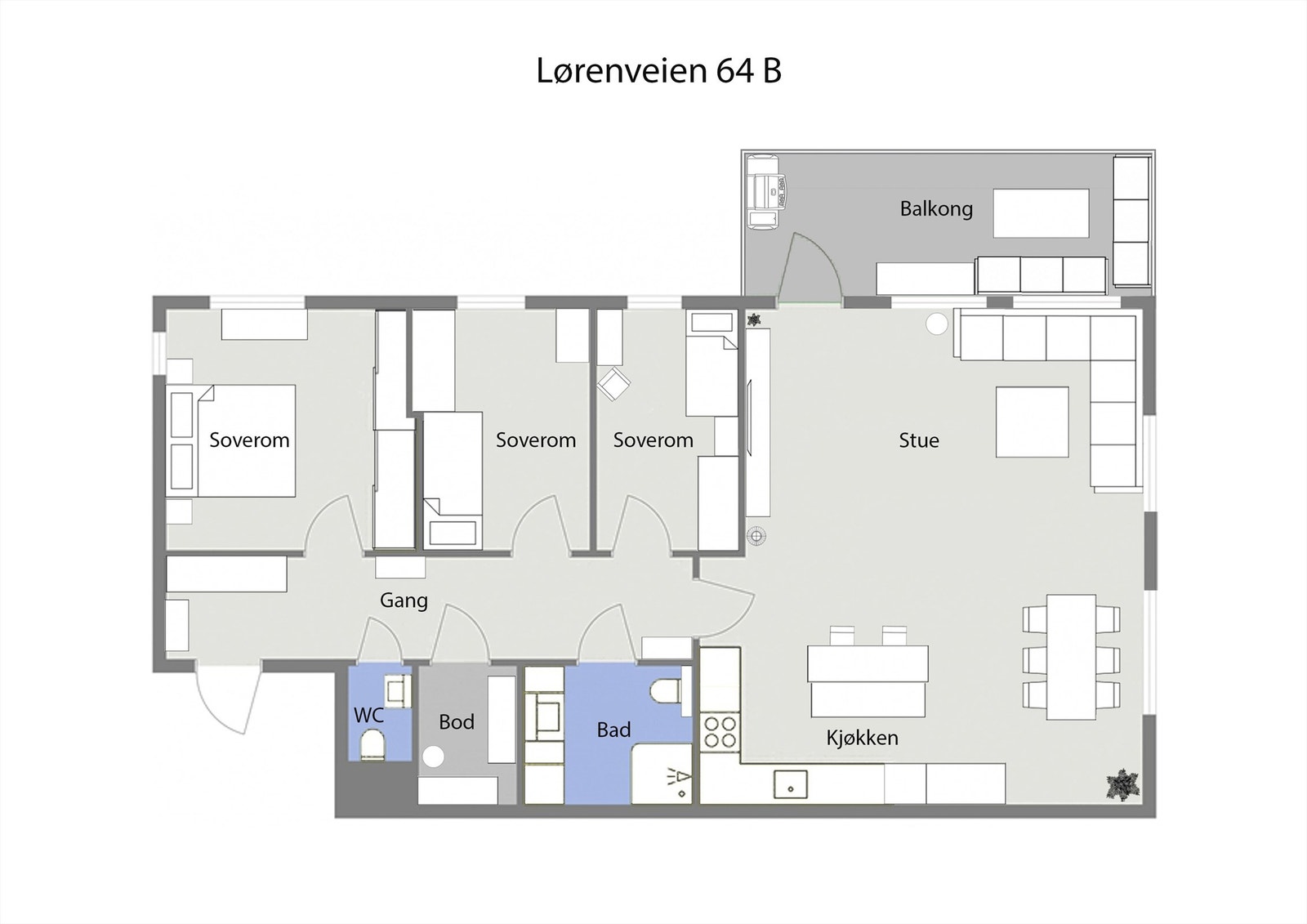 Møblert plantegning. Galleribilde
