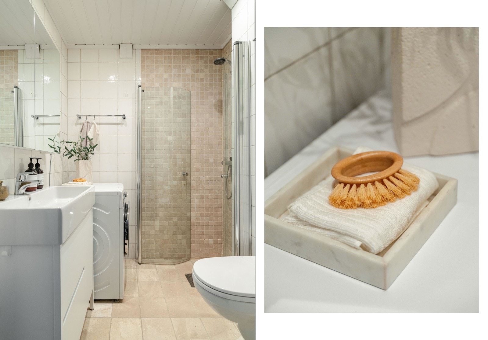 Fint, flislagt bad med varmekabler. Galleribilde