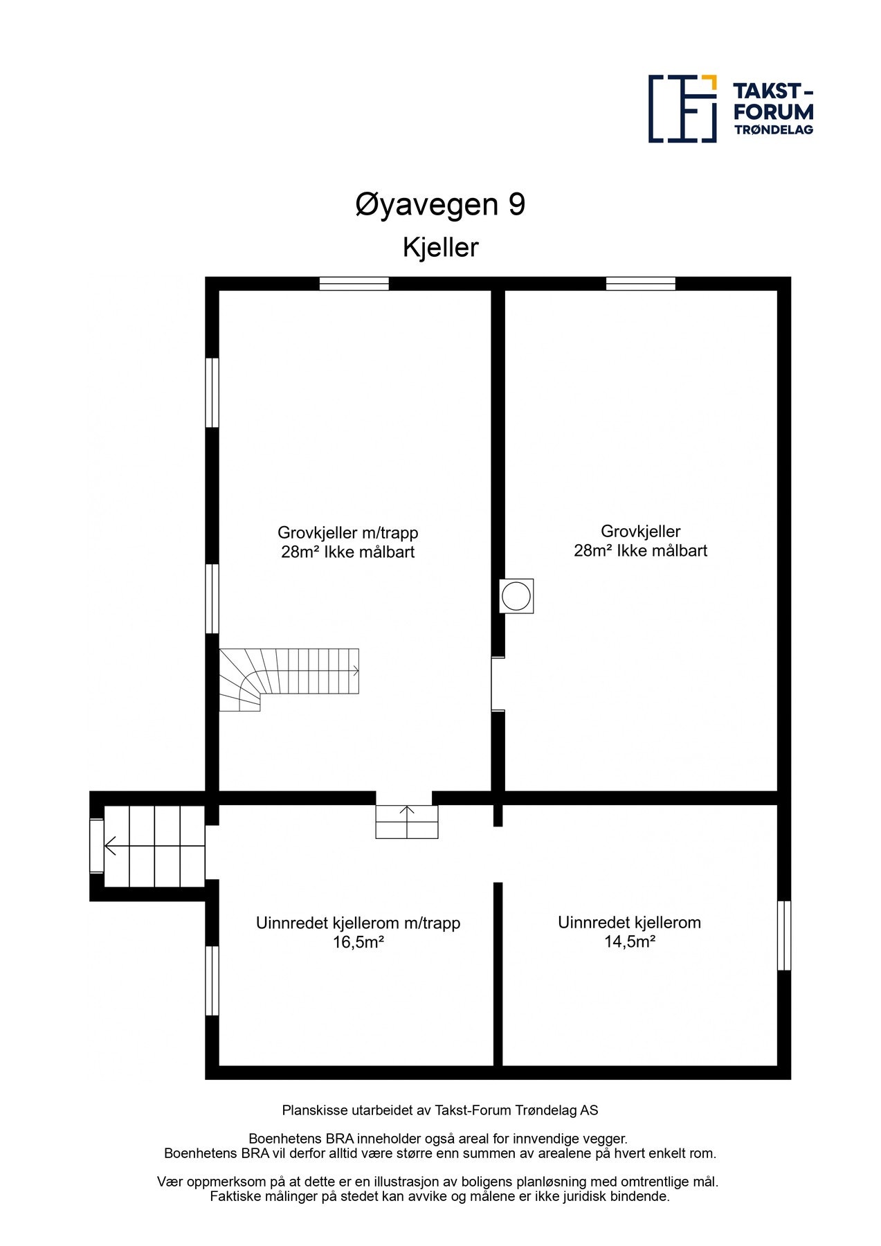 Planløsning med areal kjeller. Galleribilde