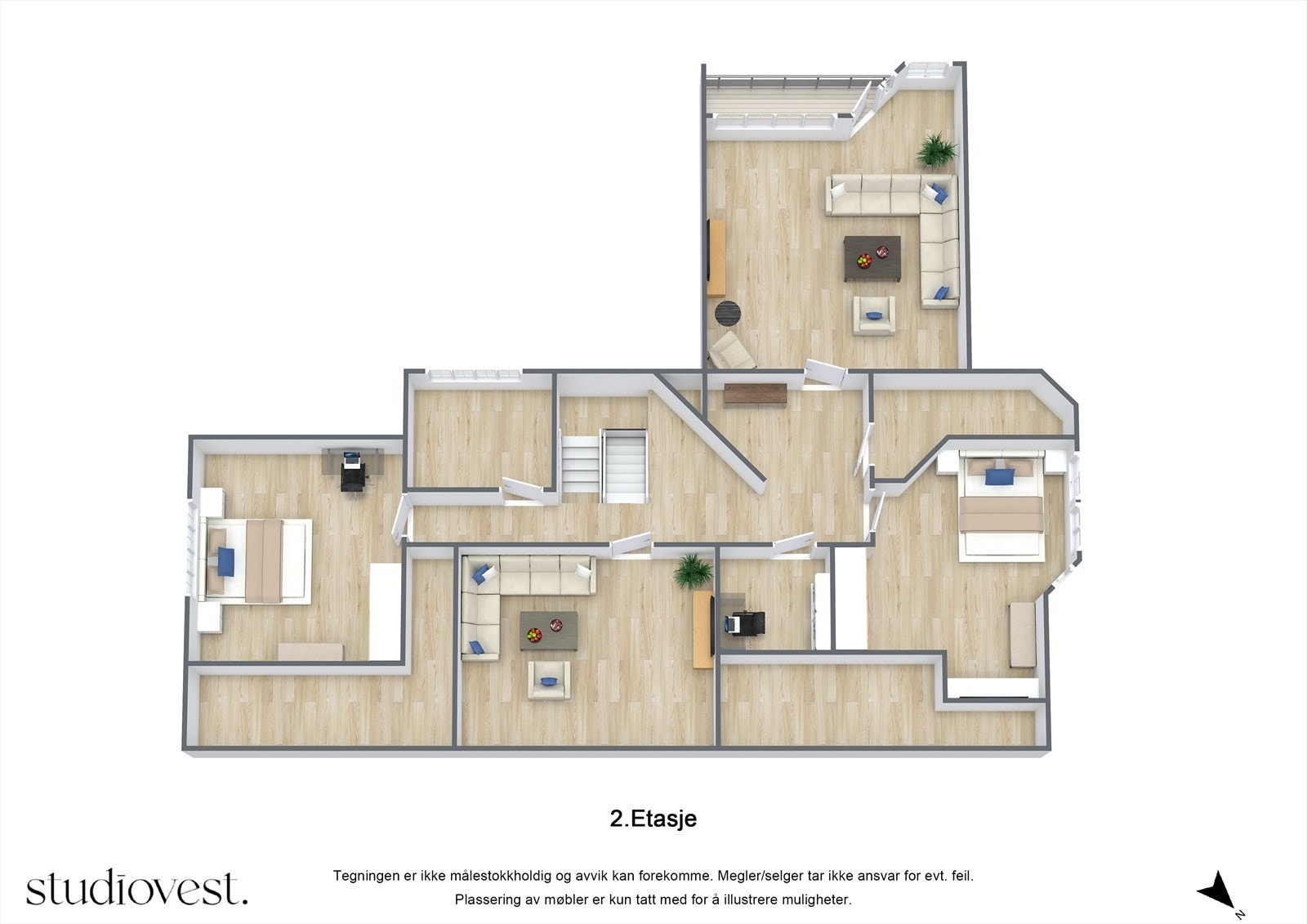 Planskisse 2.Etasje 3D Galleribilde