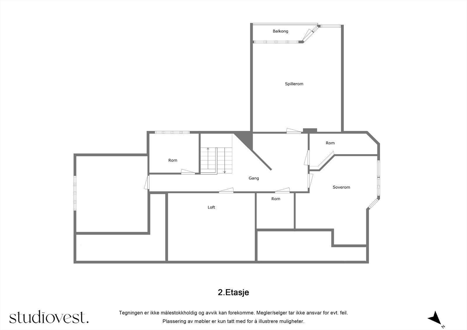 Planskisse 2.Etasje 2D Galleribilde