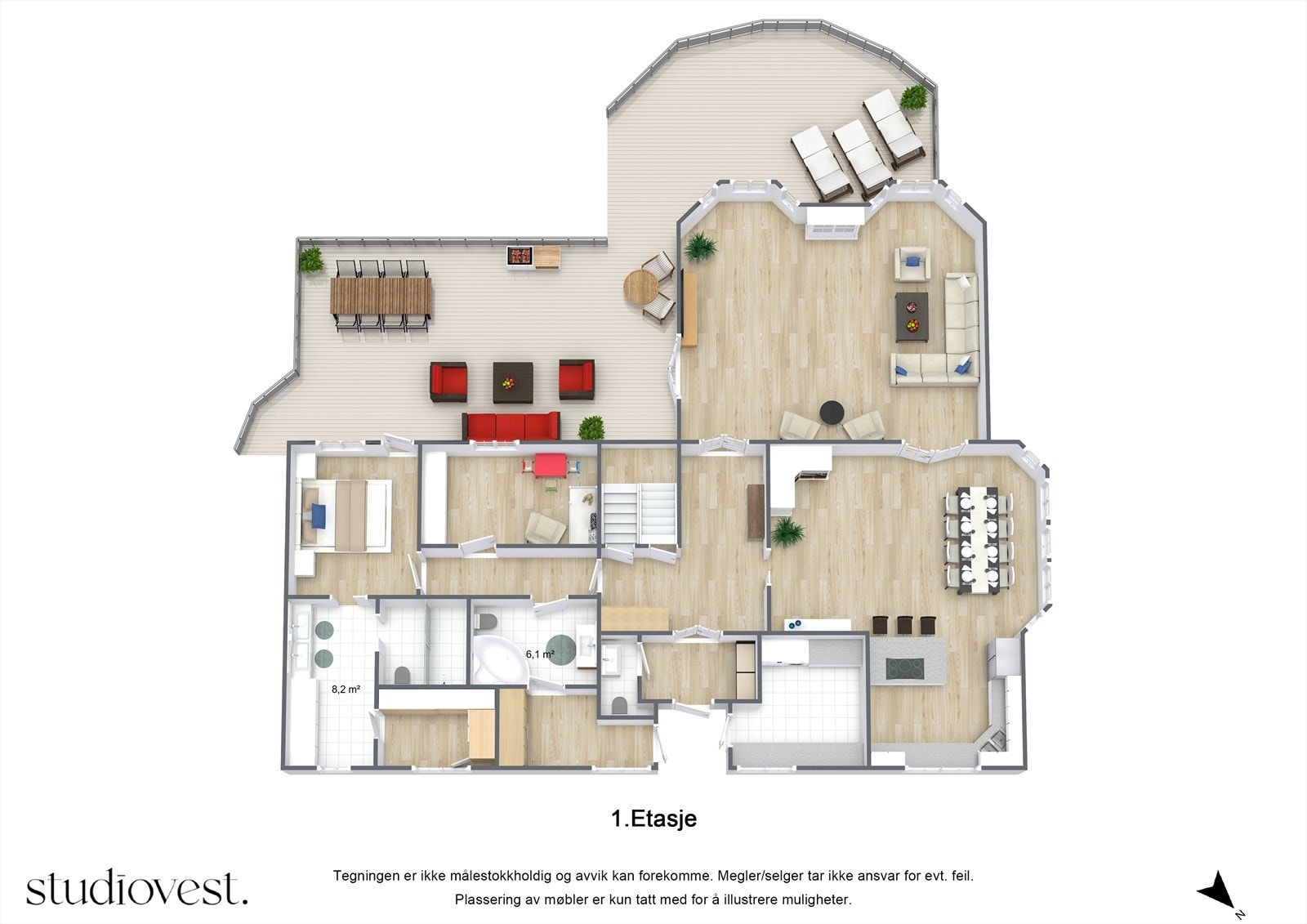 Planskisse 1.Etasje 3D Galleribilde