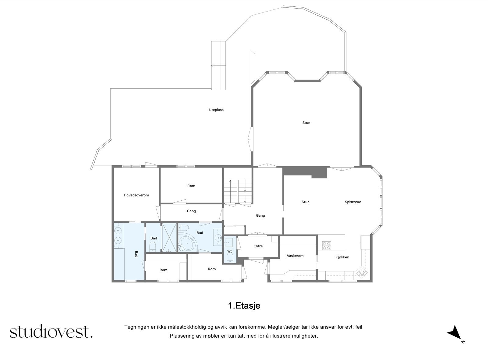 Planskisse 1.Etasje 2D Galleribilde