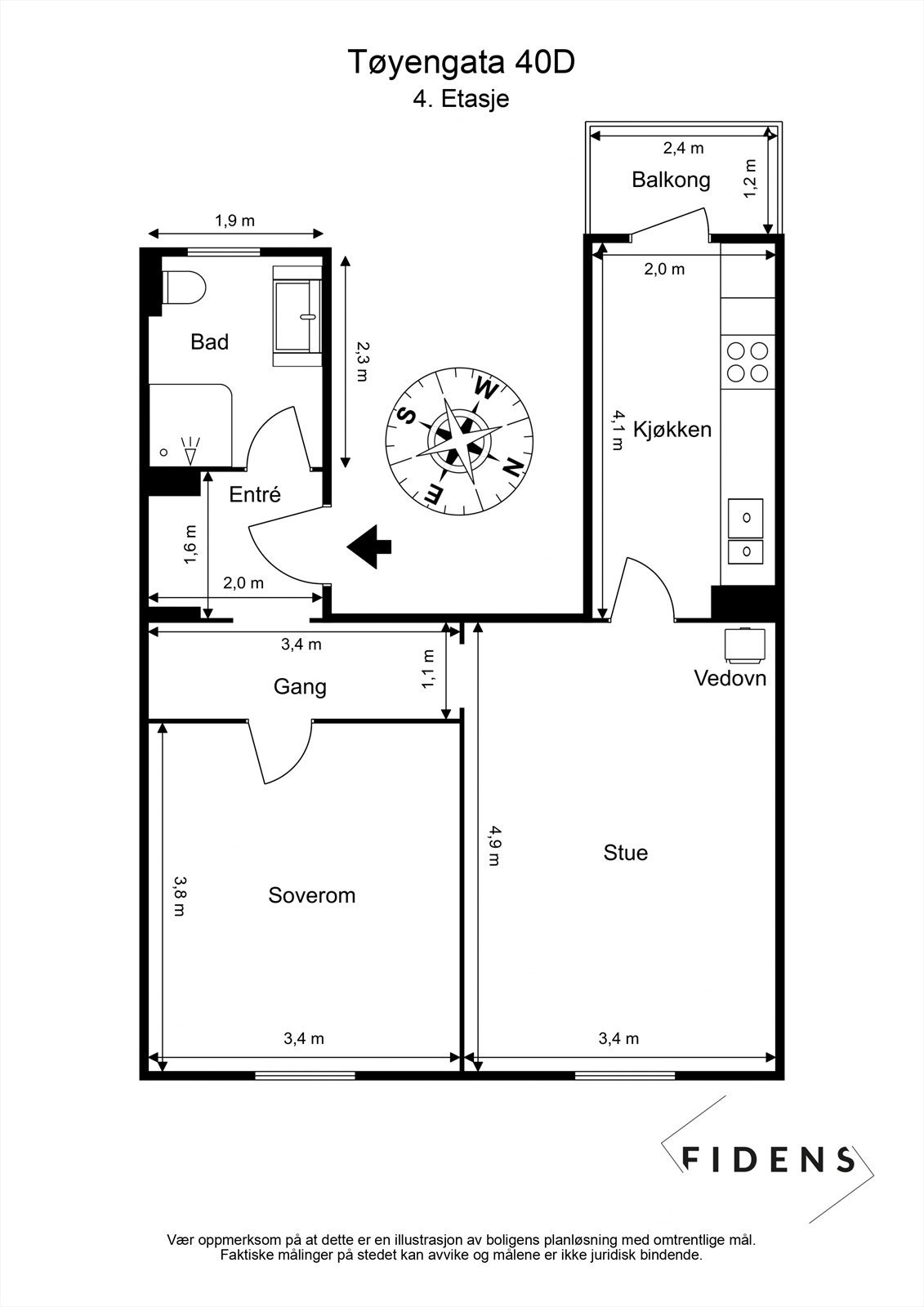 Leiligheten disponerer en bod på 6 m² Galleribilde
