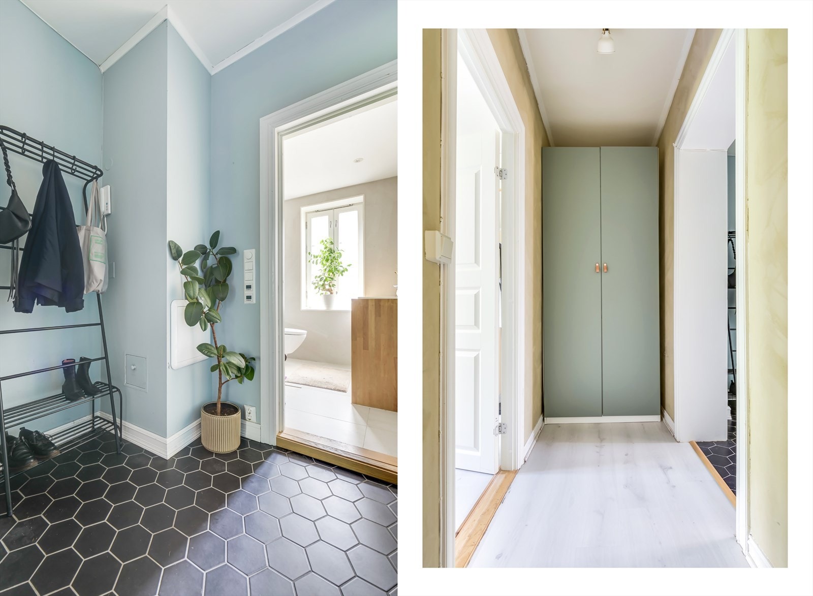 Videre har du gode oppbevaringsløsninger både i mellomgang og entré Galleribilde