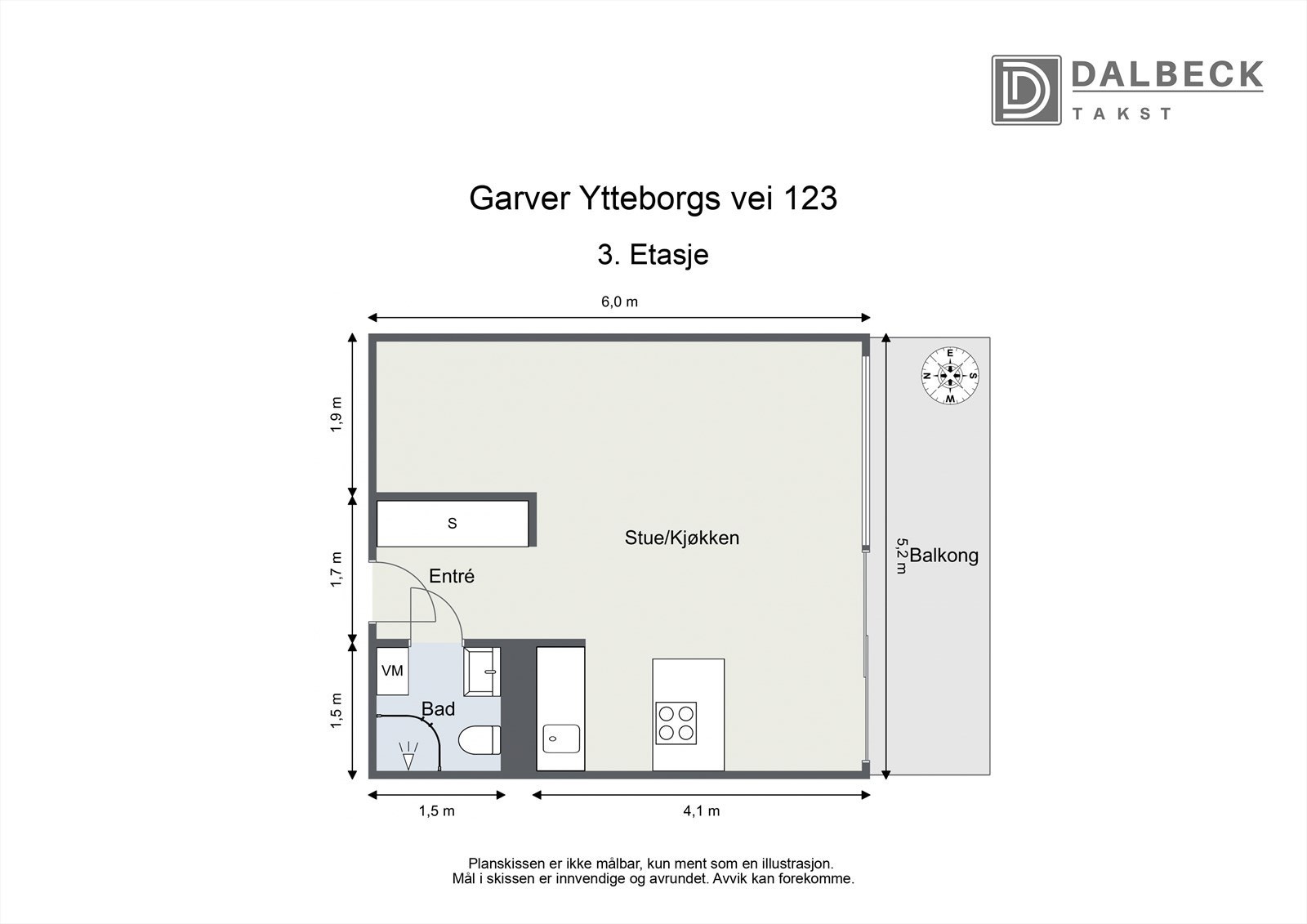 3.etasje: Éntre, Stue/Kjøkken, bad og veranda. Galleribilde