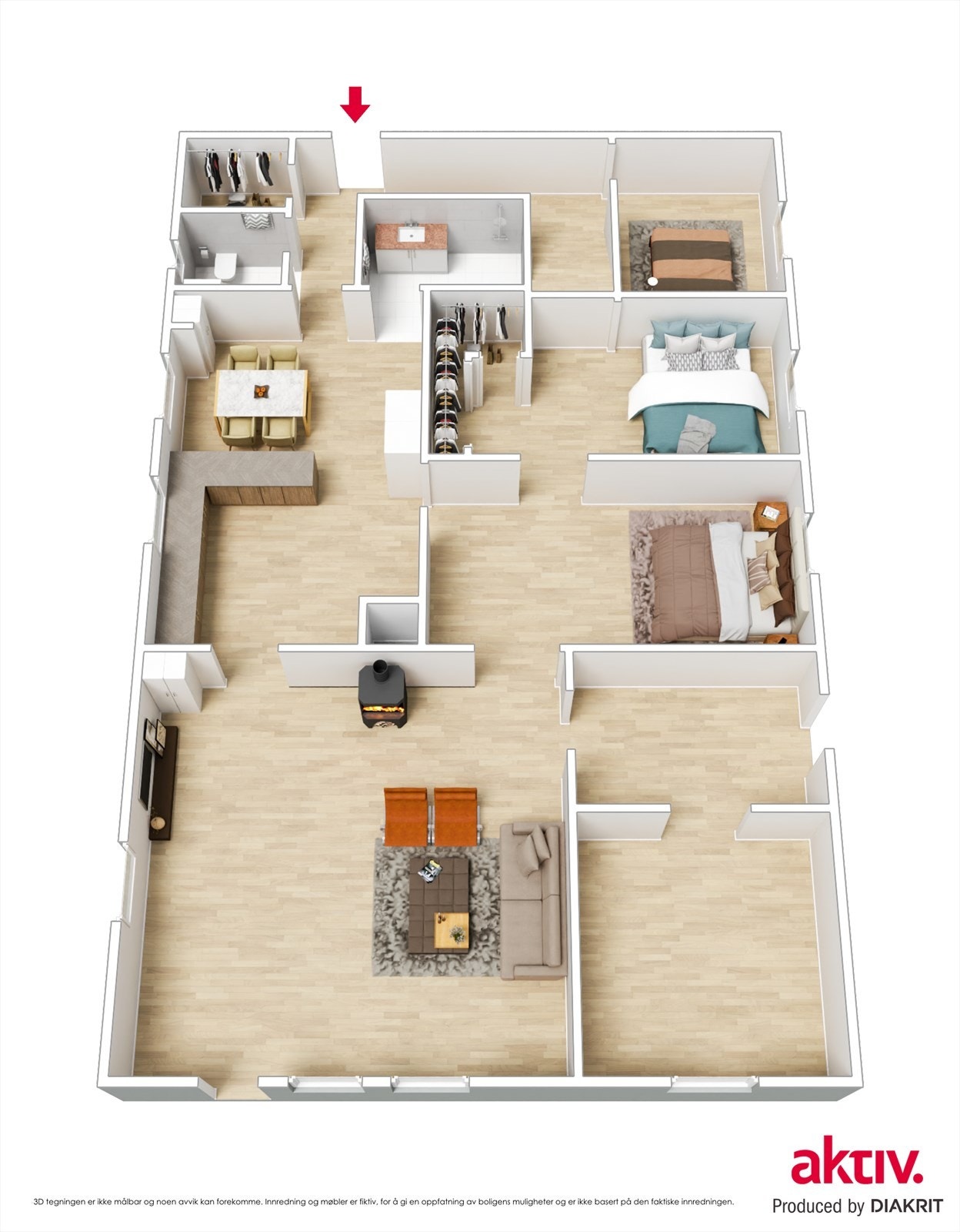 3d plantegning 1.etasje Galleribilde