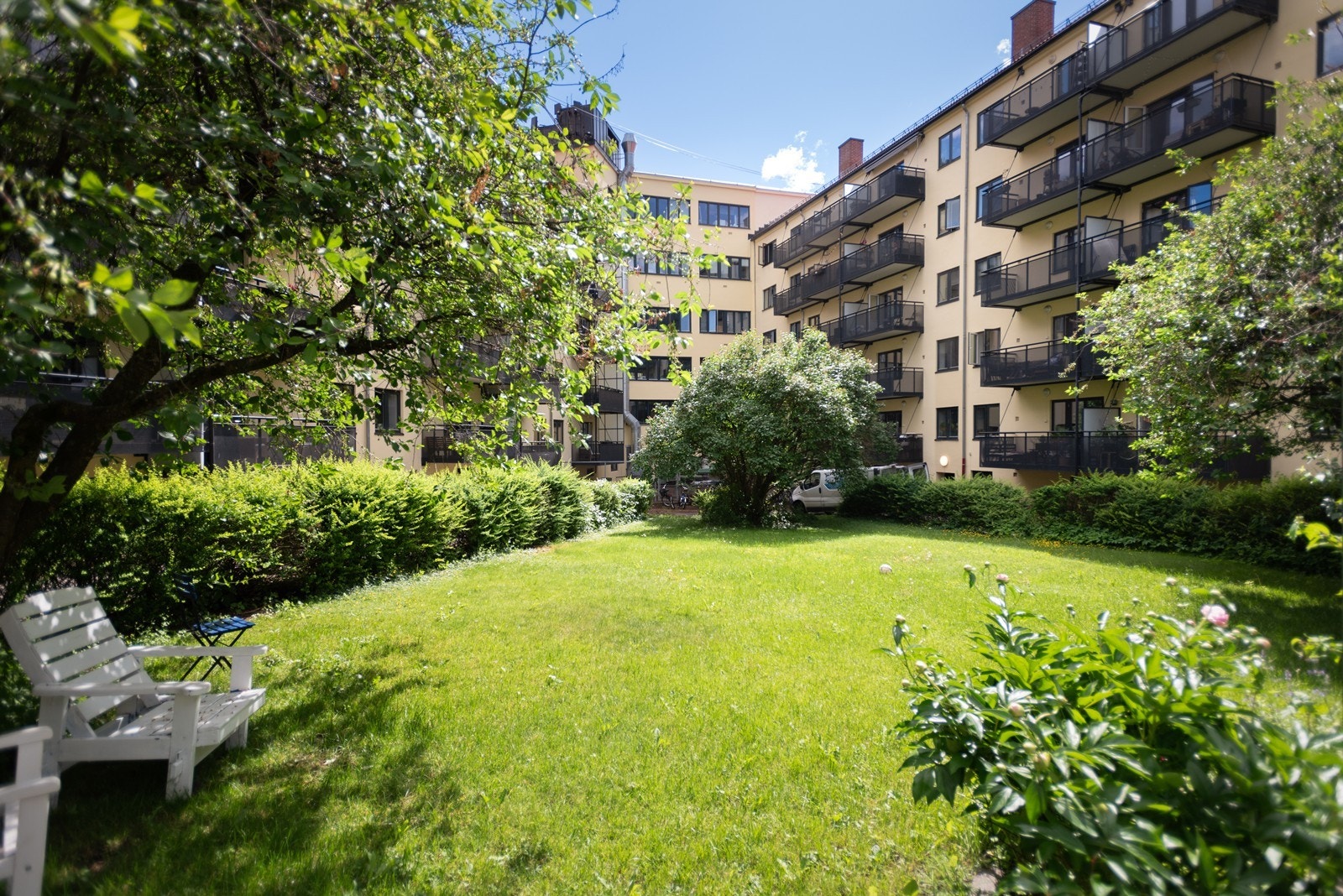 Det planlagt ny plen i bakgården i 2023, som gjør at borettslaget nå har to Galleribilde