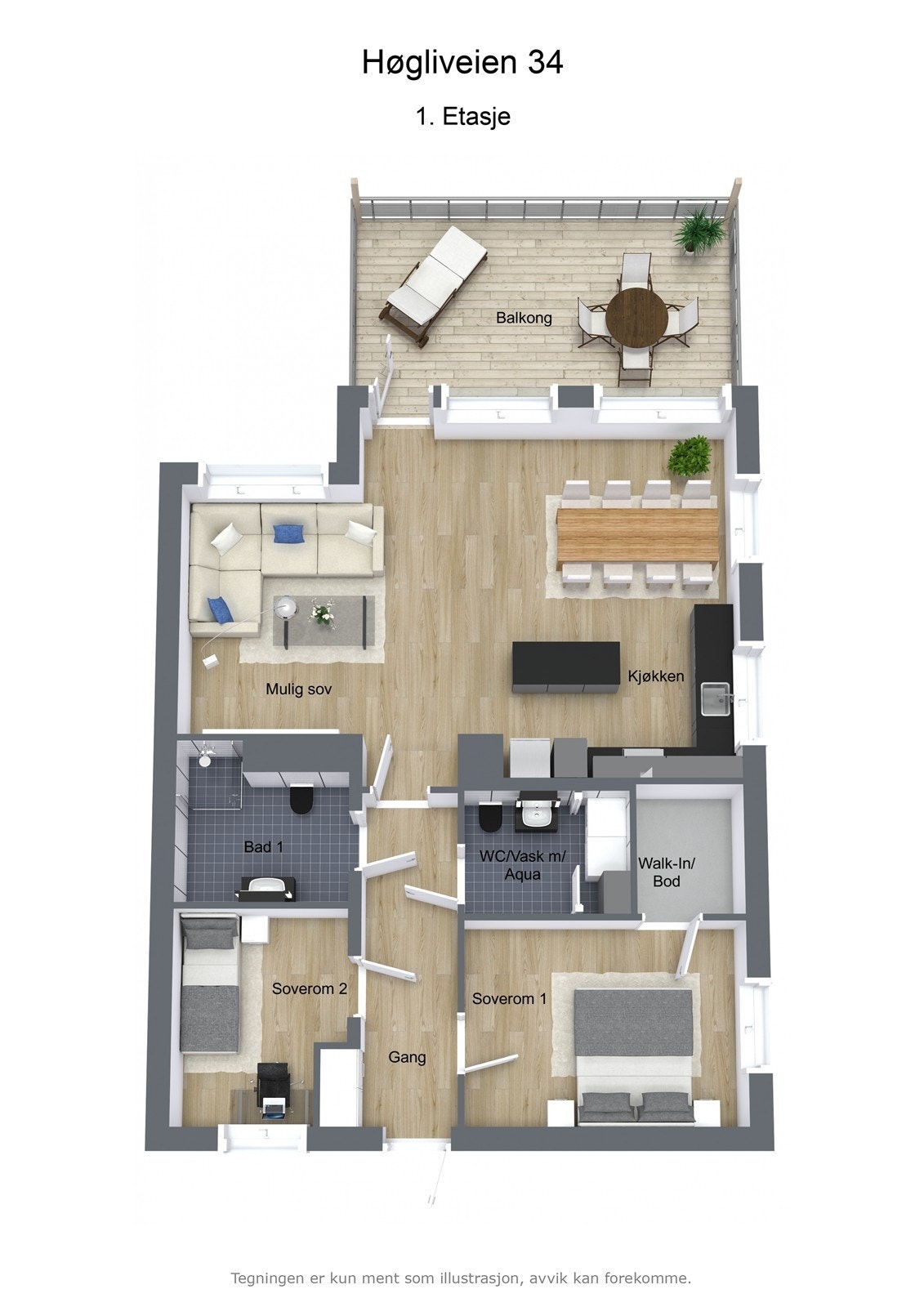 Hgliveien 34 - 3D - 1. Etasje - Letterhead Galleribilde