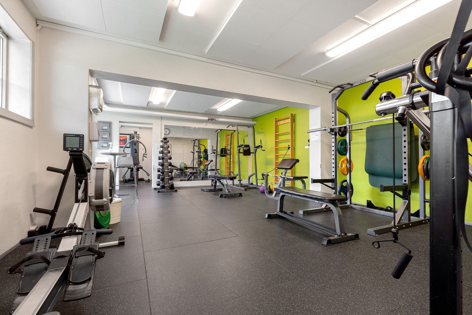 Det er eget trimrom i borettslaget. Galleribilde