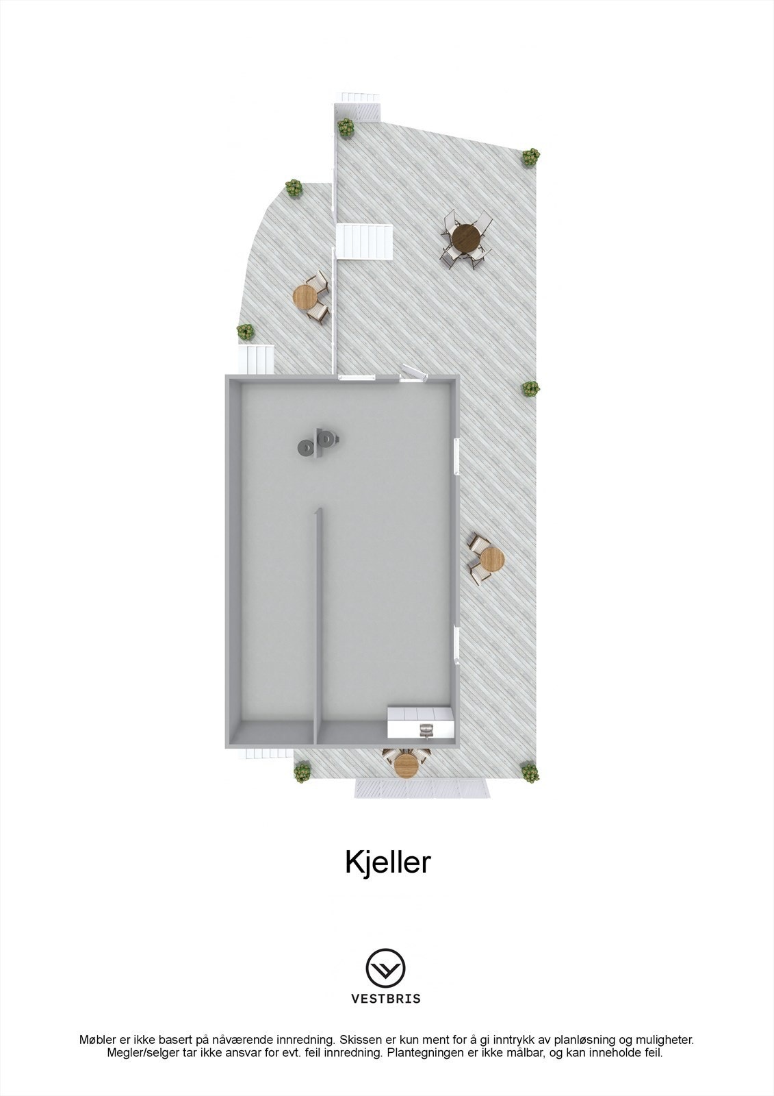 Plantegning - Hiskavegen, 5430 Bremnes - Kjeller - 3D Galleribilde