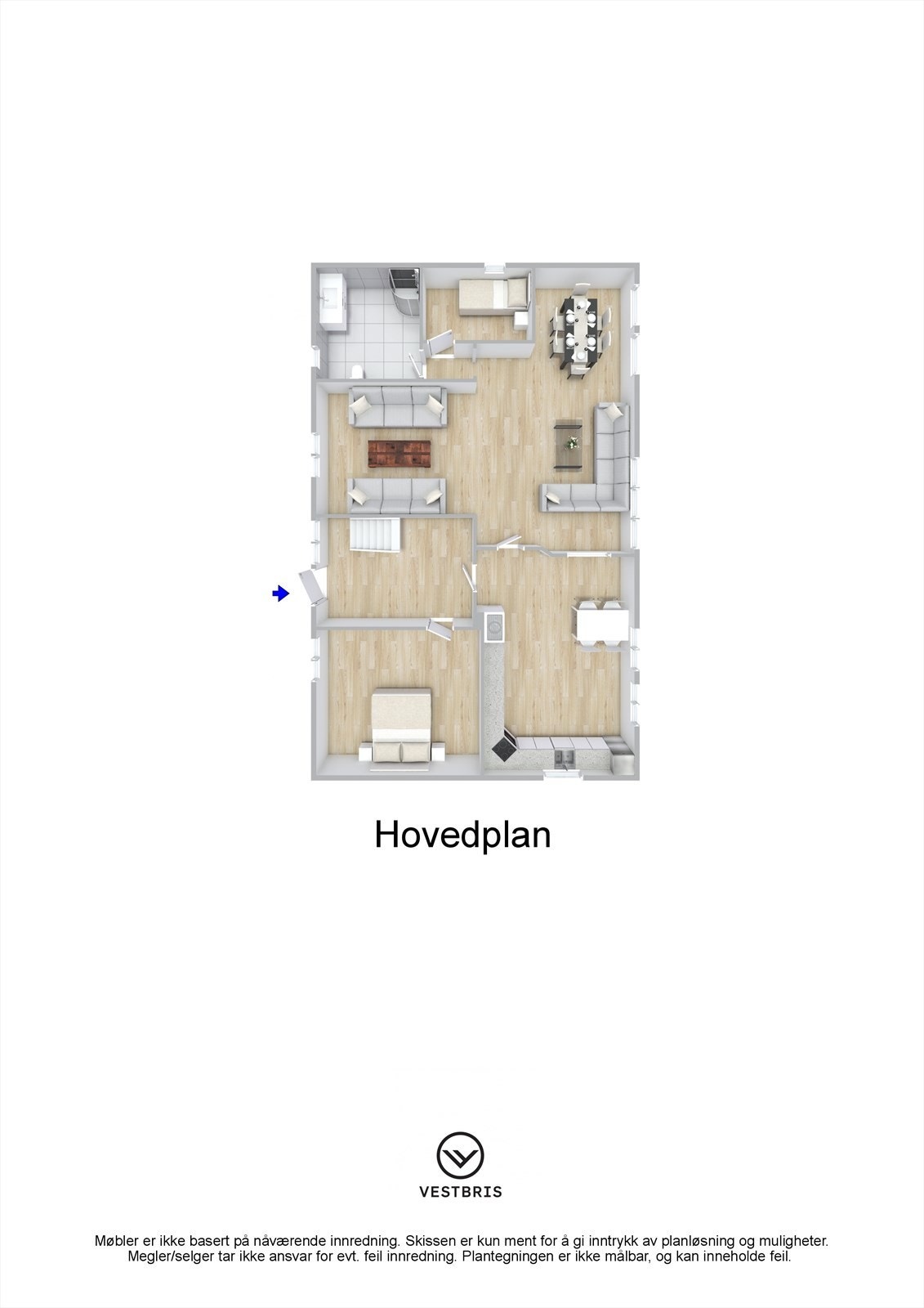 Plantegning - Hiskavegen, 5430 Bremnes - Hovedplan - 3D Galleribilde