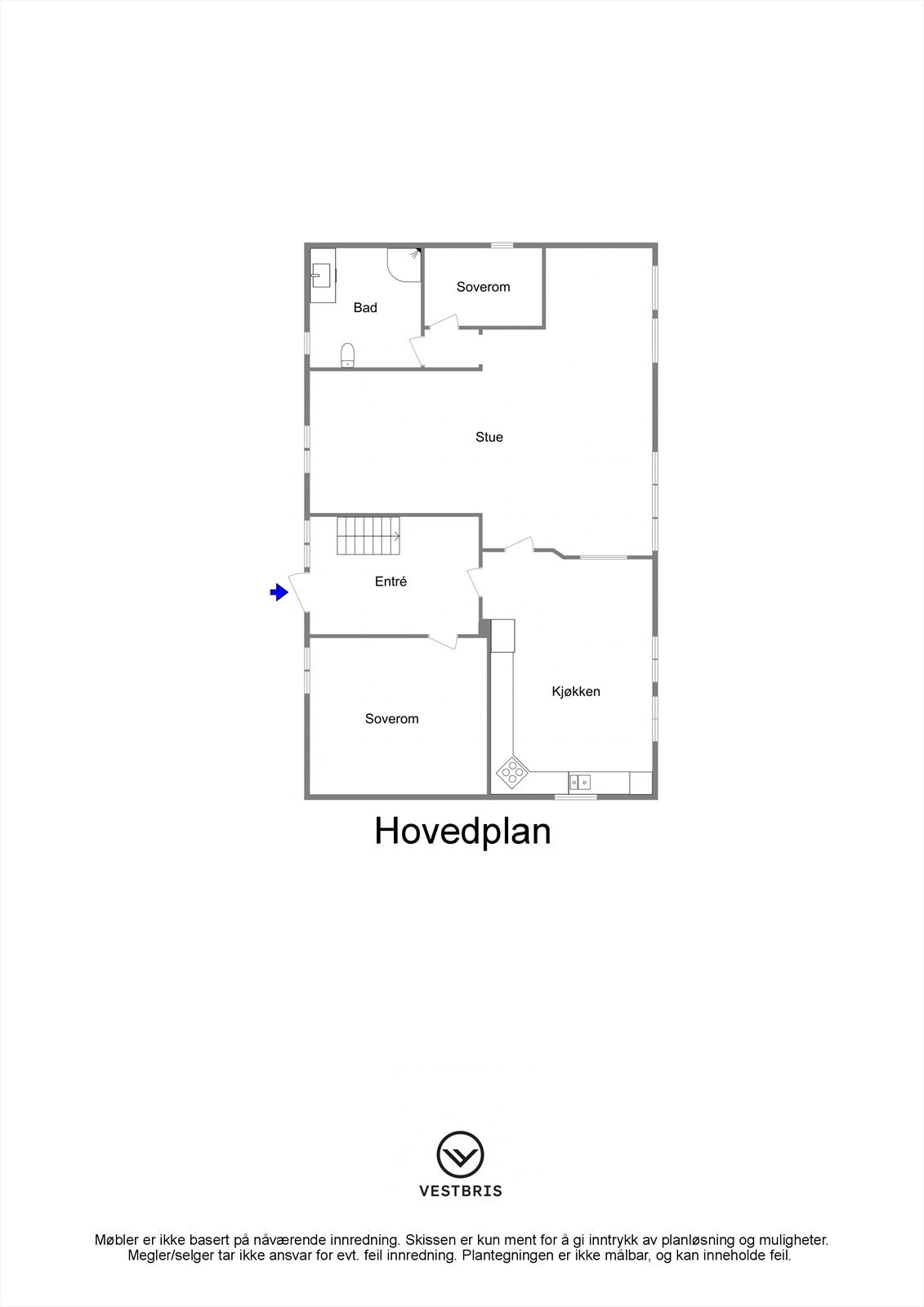 Plantegning - Hiskavegen, 5430 Bremnes - Hovedplan - 2D Galleribilde