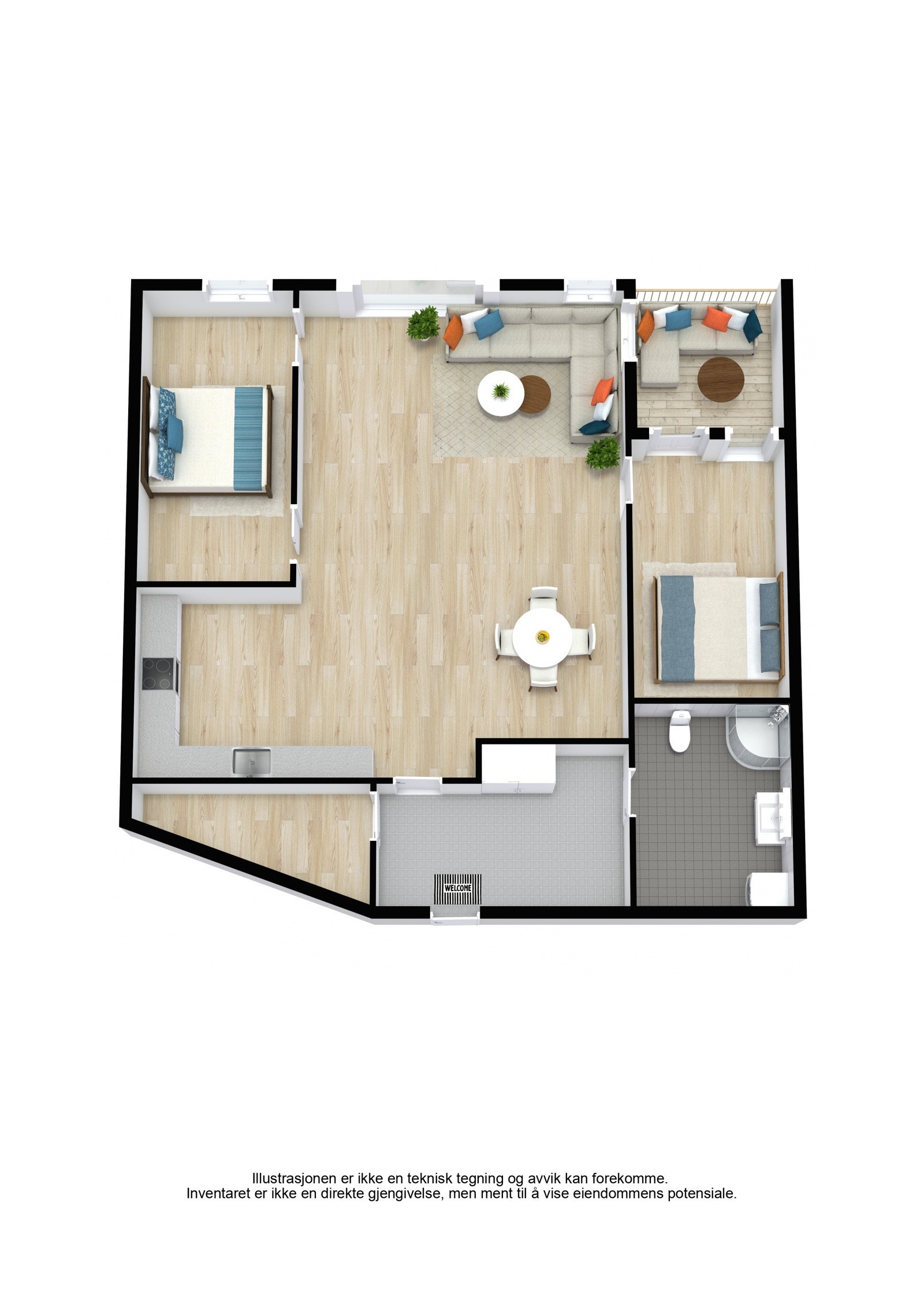 Leiligheten ligger i 2. etasje og har en god og romslig planløsning. Galleribilde