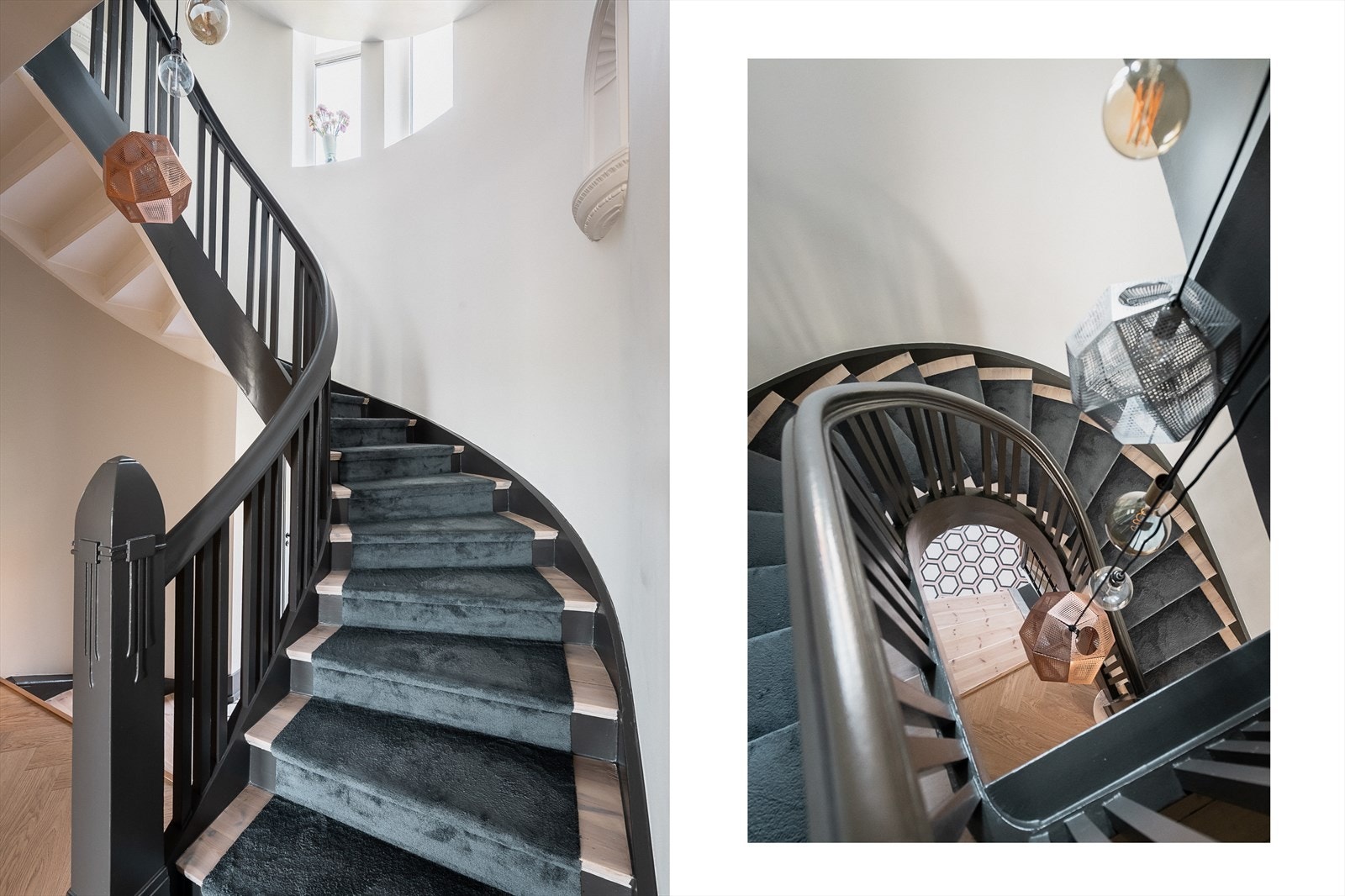 En flott, klassisk trapp med belysning Galleribilde