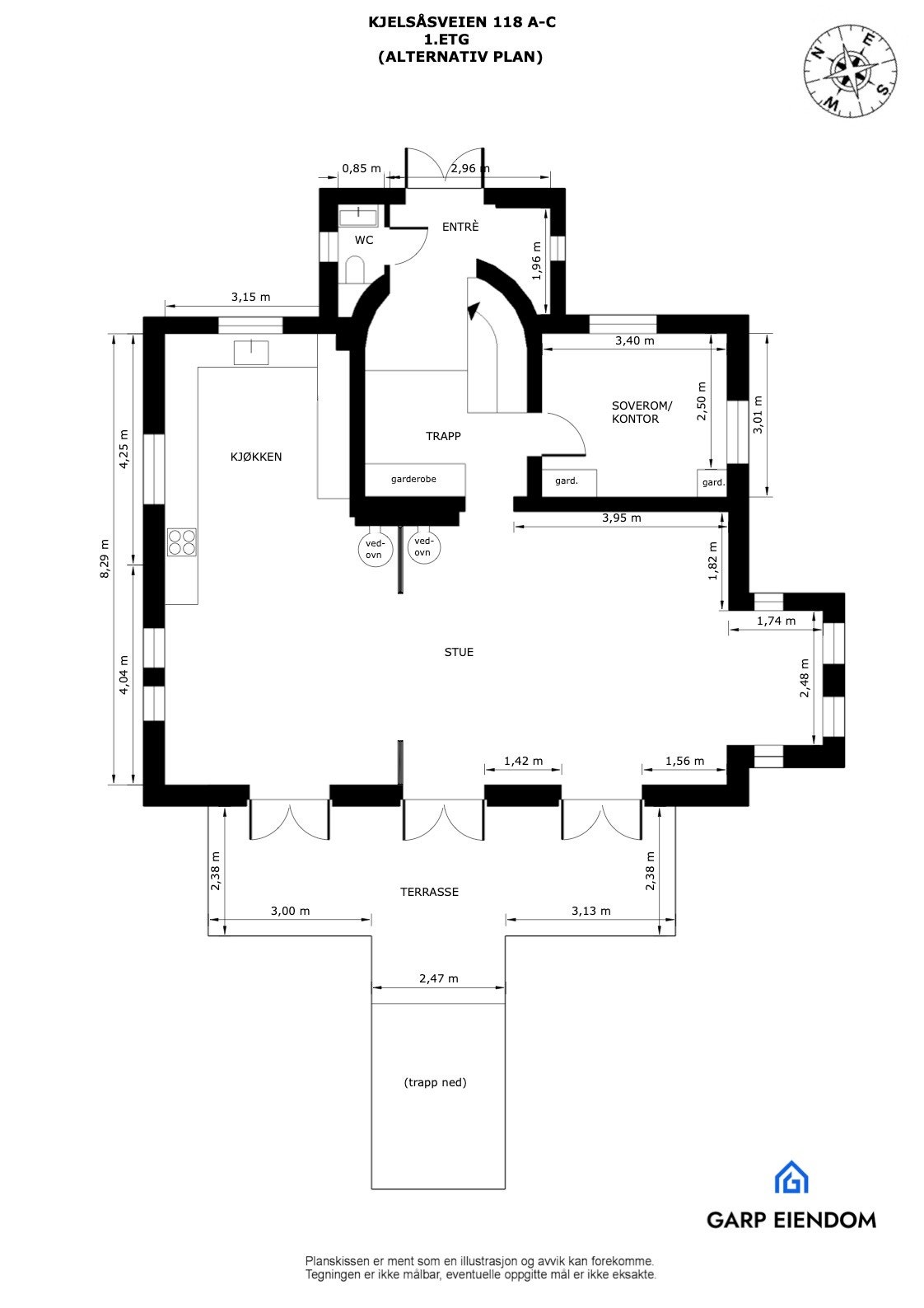 Alternativ planløsning 1.etg. Galleribilde