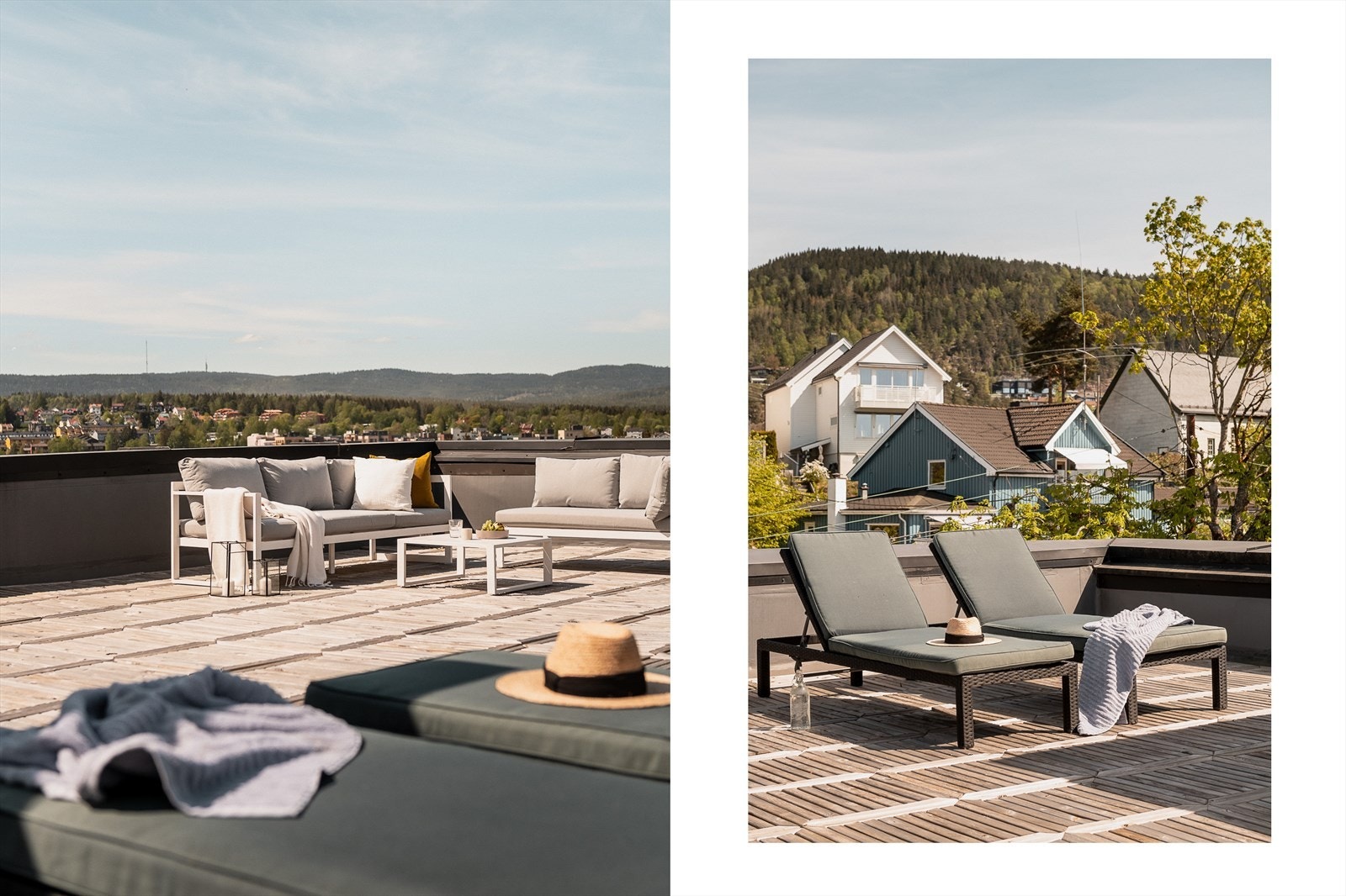 Eiendommen har en herlig takterrasse med sol fra morgen til kveld og 360-graders utsikt Galleribilde