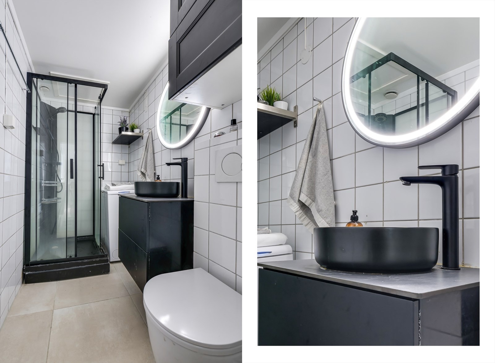 Badet ble modernisert i 2023 nye gulvfliser (flis på flis) og moderne innredning Galleribilde