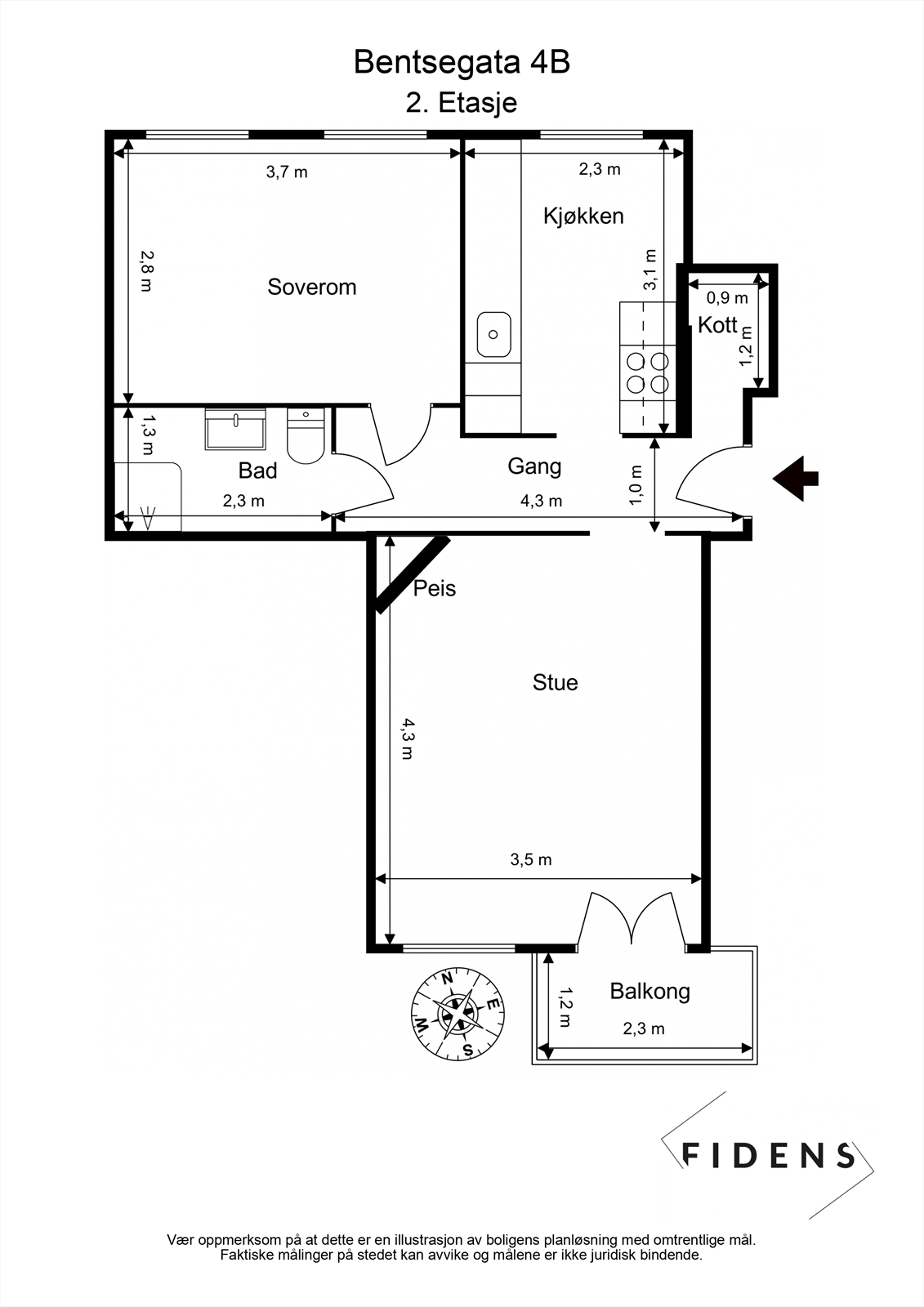 Planskisse - En eksepsjonelt god og gjennomgående planløsning Galleribilde