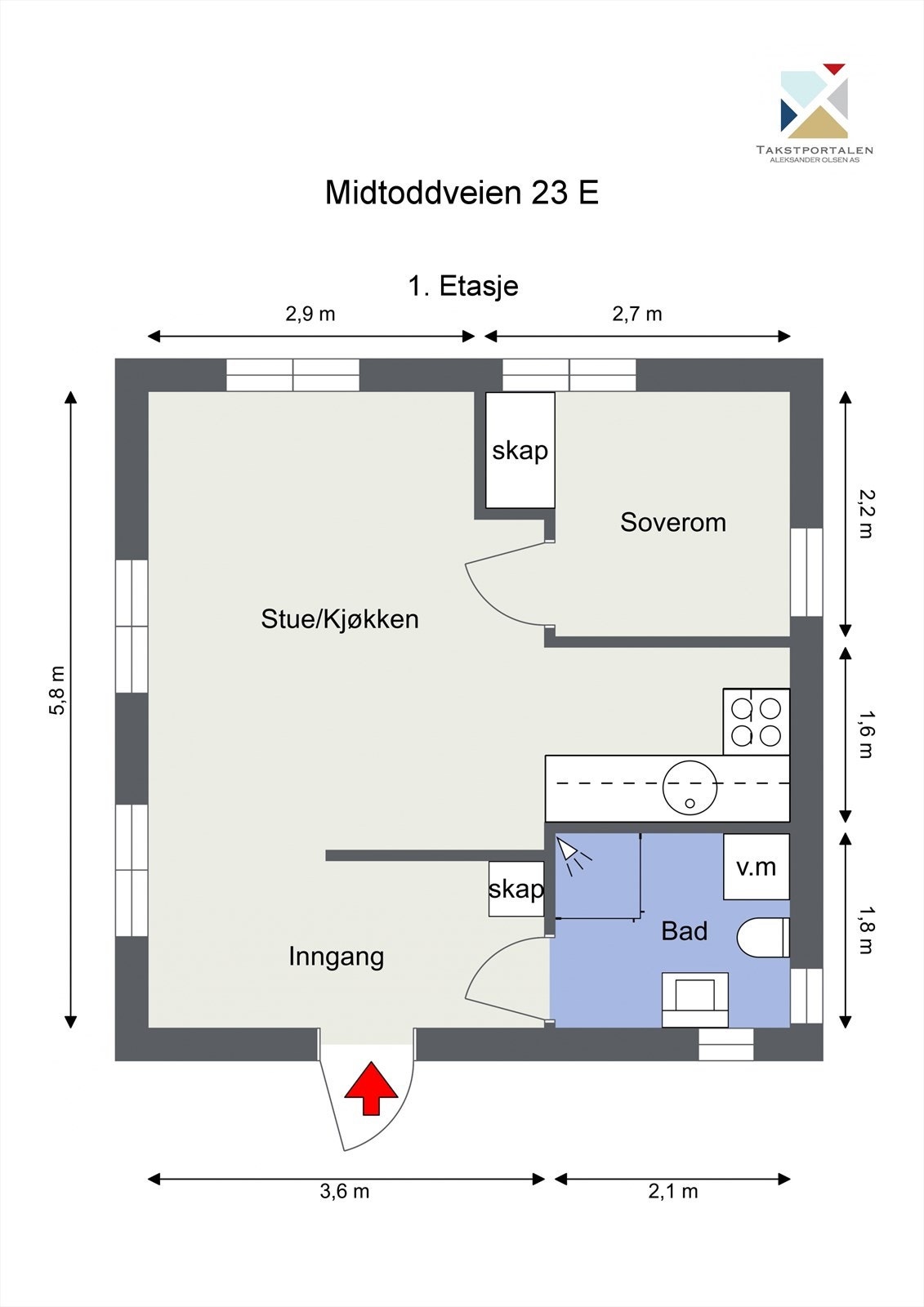 Leilighet over garasje - Det er ikke bilder av denne leiligheten, men den kan sees på visning. Garasjen med leilighet er oppført i 2009. Baderom er pusset opp i 2020. Galleribilde