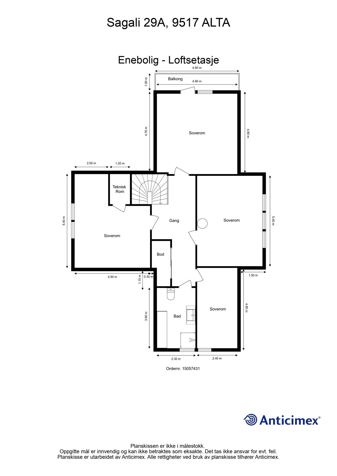 Plantegning loftsetasje. Galleribilde