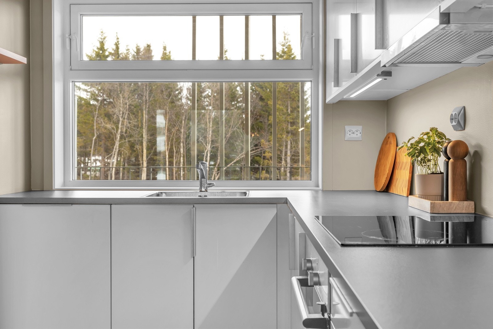 Stekeovn, koketopp og vaskemaskin er intergrert Galleribilde