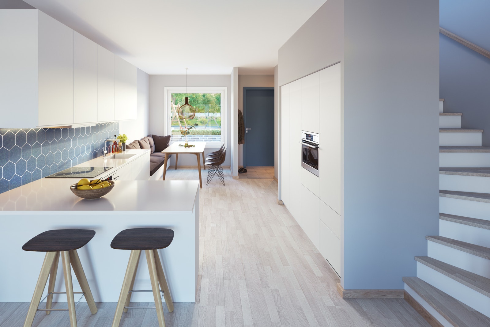 Lyst, åpent og innholdsrikt kjøkken med innredning fra Sigdal (eller tilsv). Avvik vil forekomme. Galleribilde