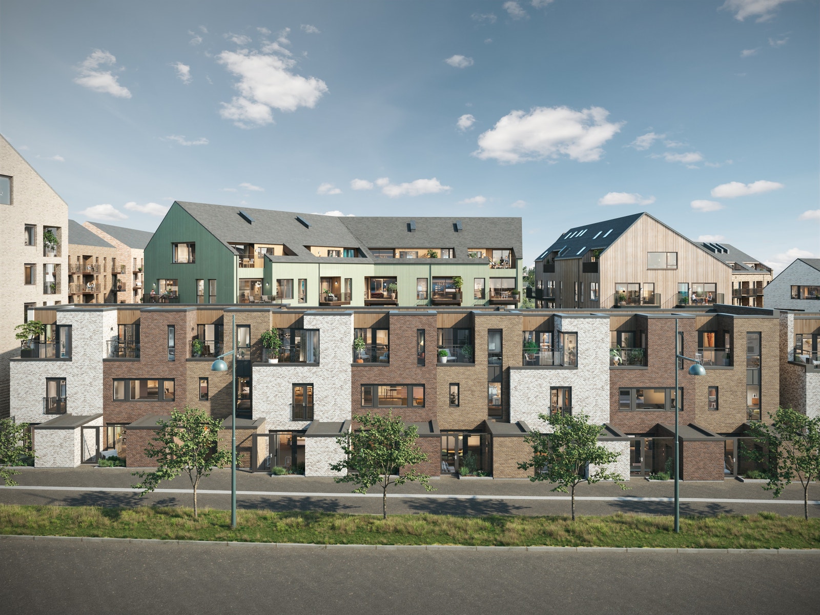 Drømmer du om et helt nytt rekkehus i attraktive Leangenbukta? Illustrasjon, avvik vil forekomme. Galleribilde