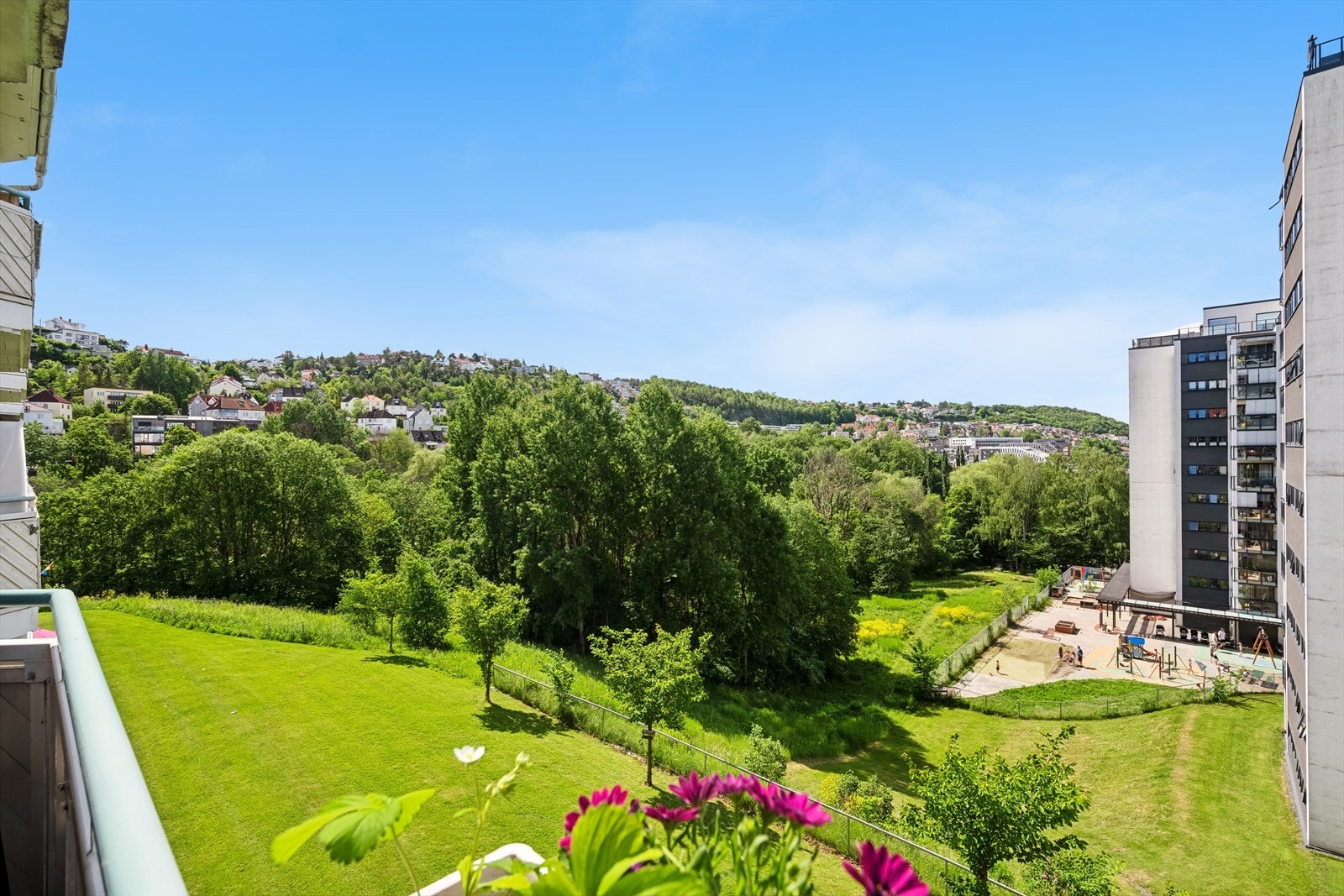 Hyggelig utsikt over grøntarealene utenfor. Galleribilde