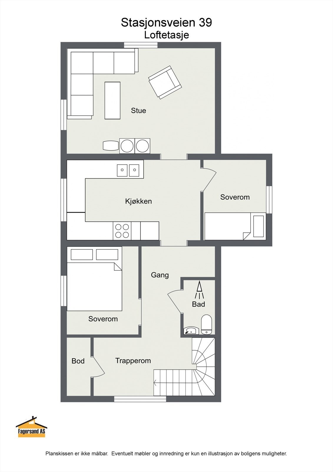 Plantegning loftsetasje Galleribilde