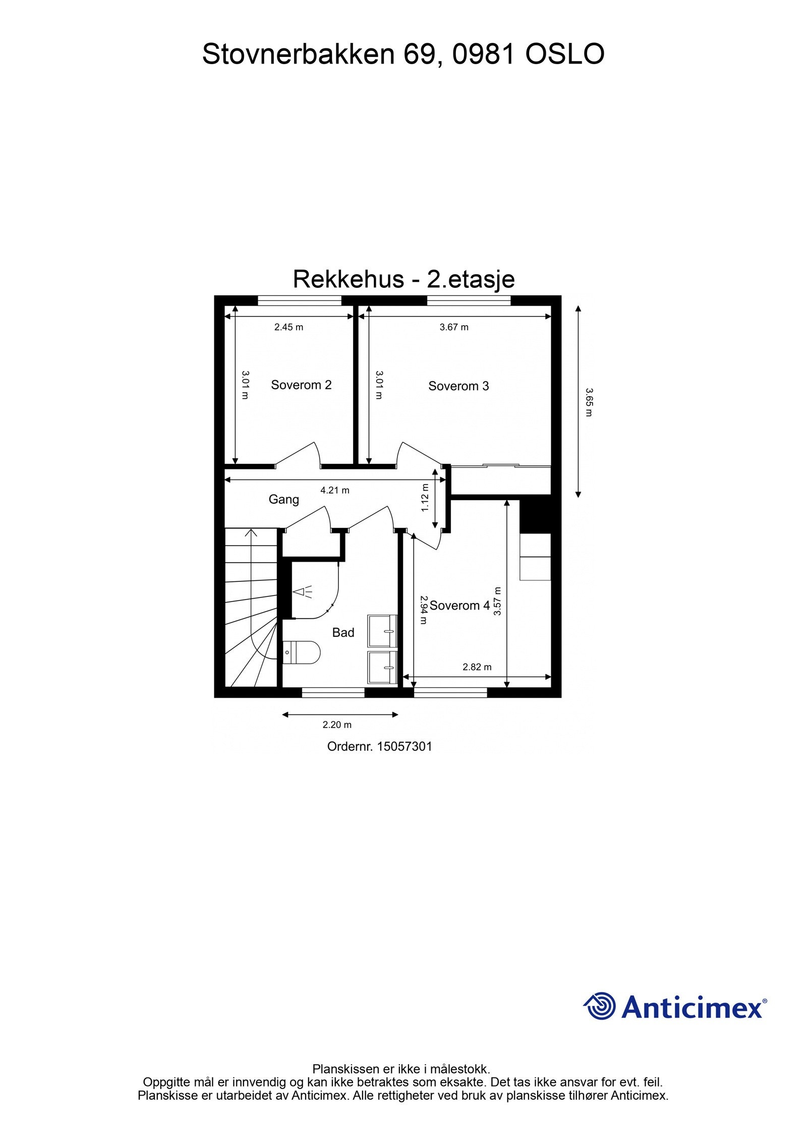 Målsatt plantegning for 2. etasje. Galleribilde
